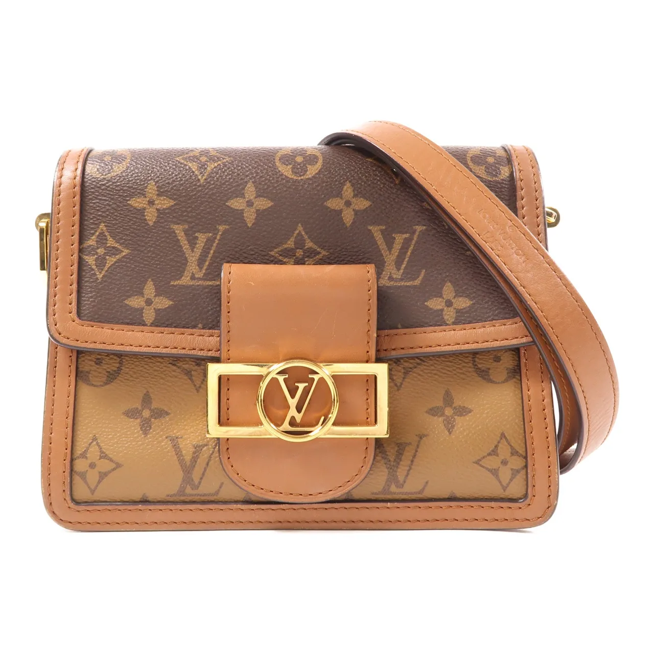 LOUIS VUITTON Mini Dauphine M45959 Shoulder Bag Coated Canvas 棕色 / Brown