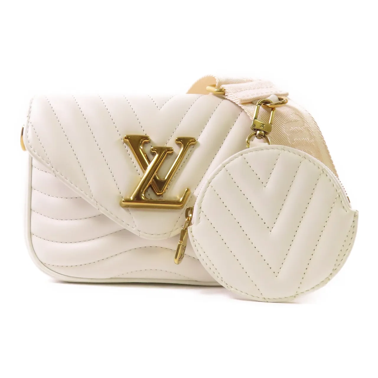 LOUIS VUITTON Multi Pochette M56466 Shoulder Bag Calfskin 白色 / White