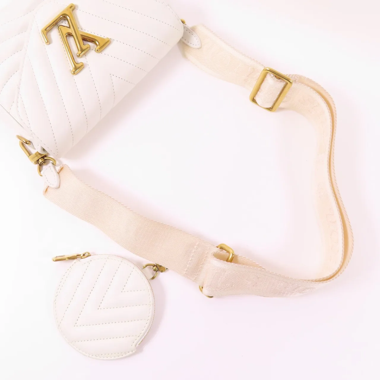 LOUIS VUITTON Multi Pochette M56466 肩背包 牛皮 白色 / White 牛皮 中古品A - 縮圖 5