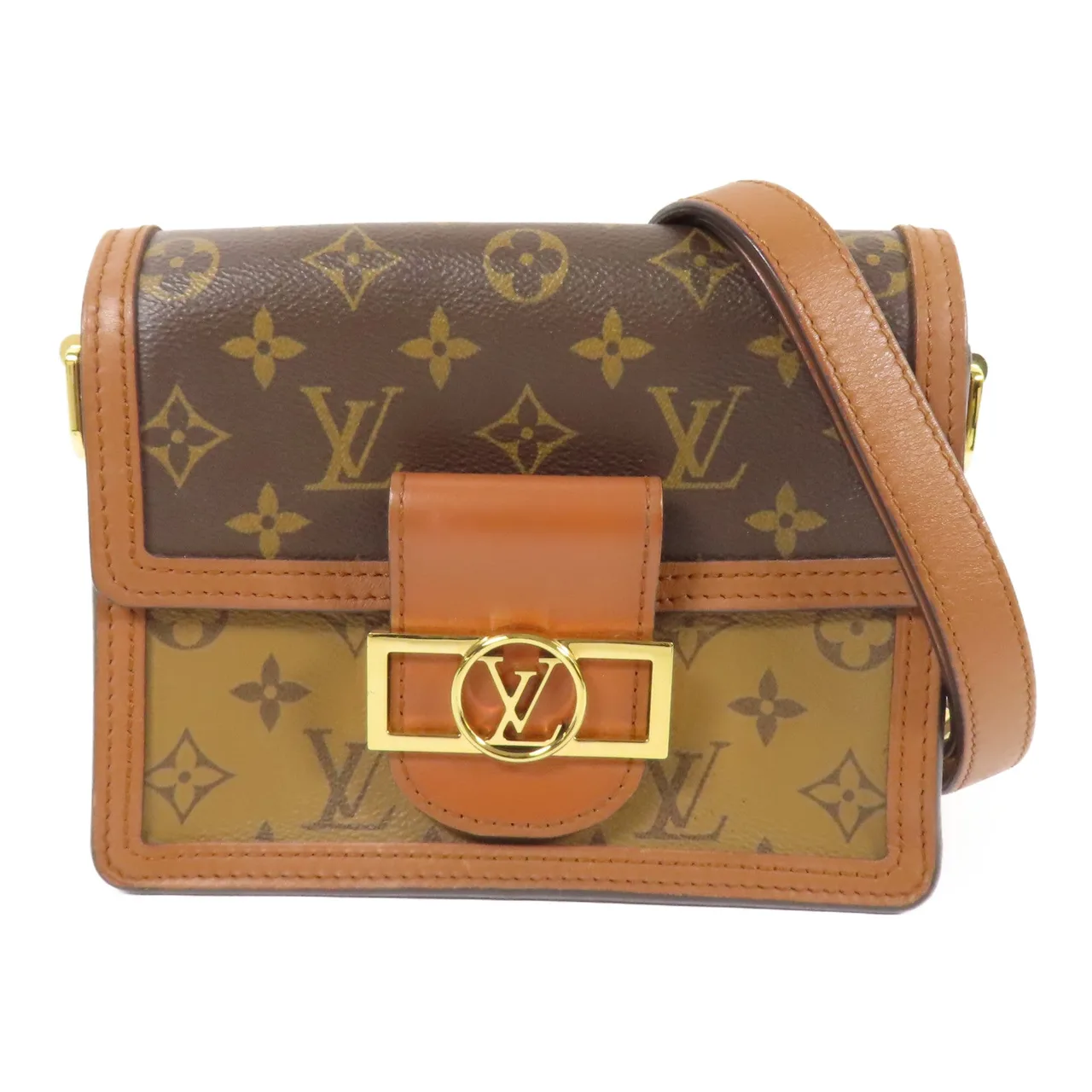 LOUIS VUITTON Mini Dauphine M44580 Shoulder Bag Coated Canvas 棕色 / Brown/Marron