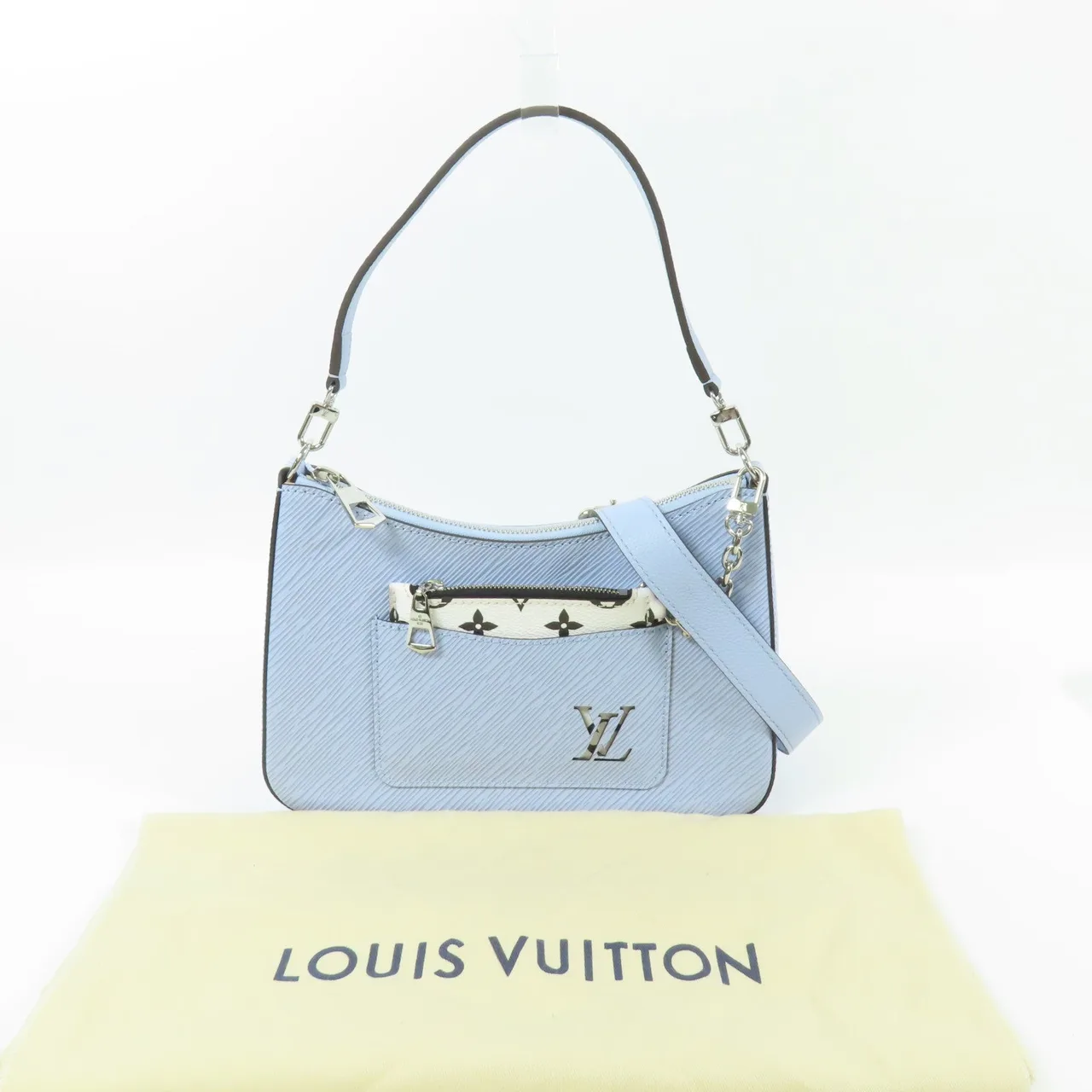 LOUIS VUITTON Marelle M59486 兩用包 牛皮 藍色 / Light Blue 牛皮 中古品A - 縮圖 9