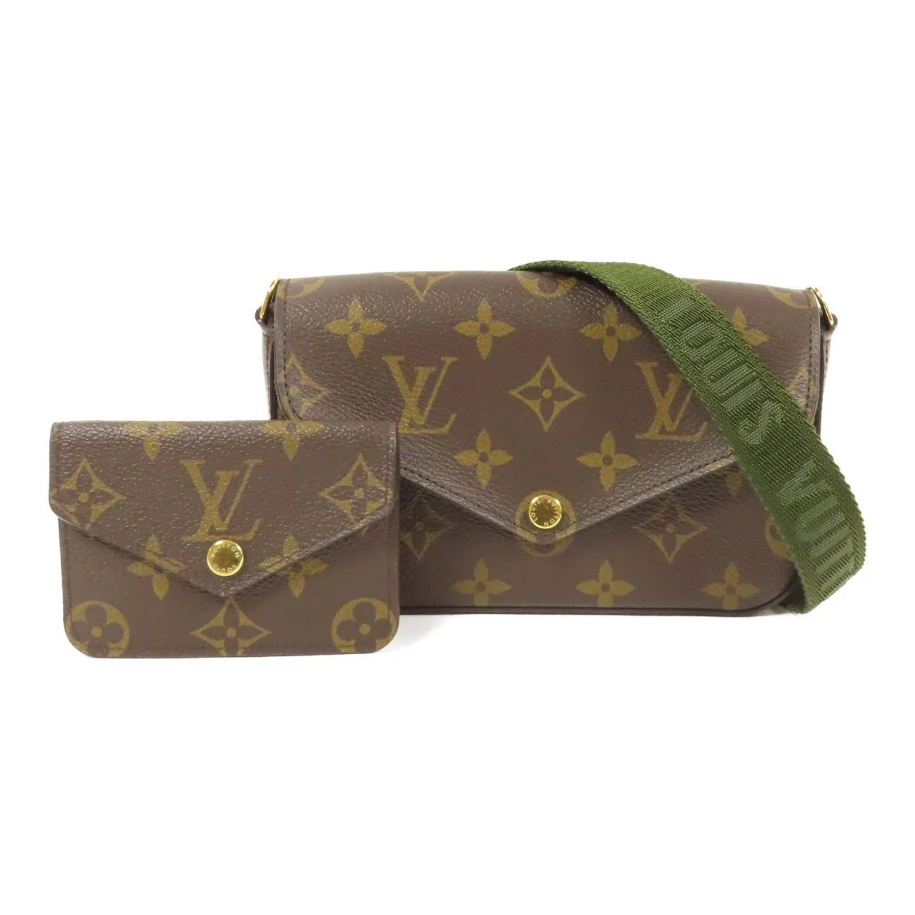 LOUIS VUITTON Felicie M80091 肩背包 塗層帆布 棕色 / 綠色 / Brown/Marron