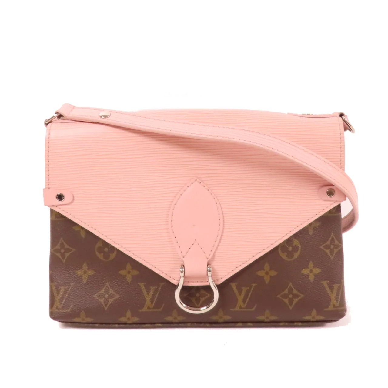 LOUIS VUITTON Saint Michel M44033 Shoulder Bag Coated Canvas 棕色 / 粉色 / Brown/Pink