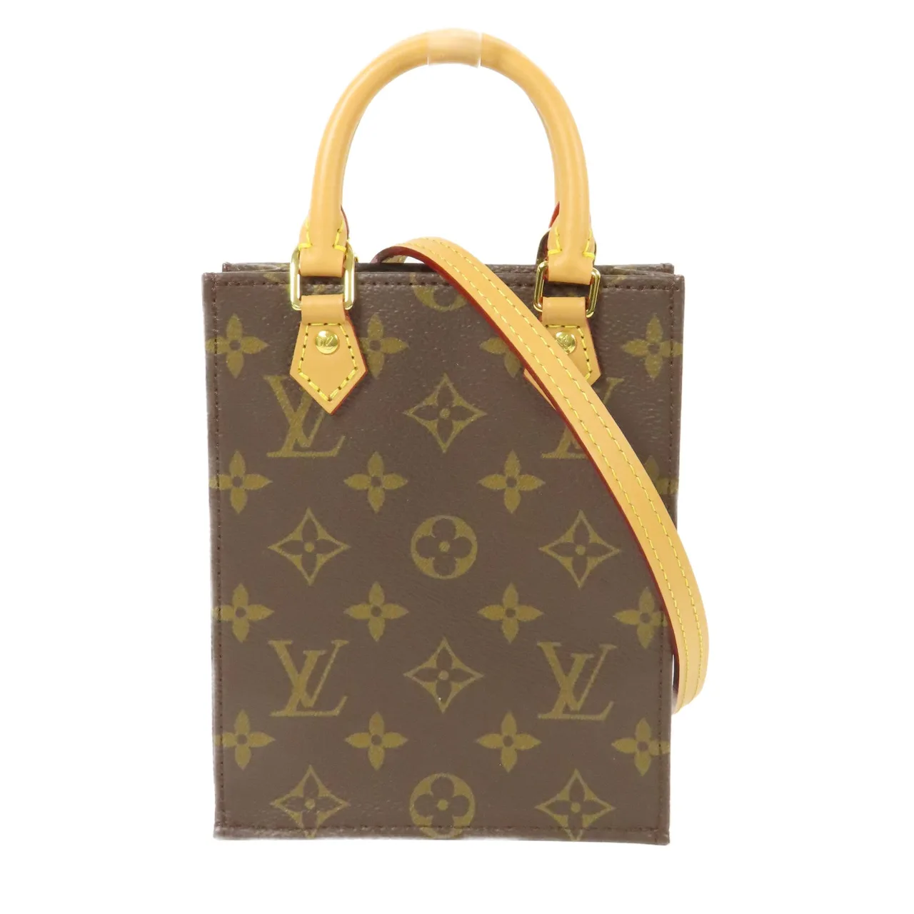 LOUIS VUITTON Petit Sac Plat M69442 2-Way Bag Coated Canvas 棕色 / Brown