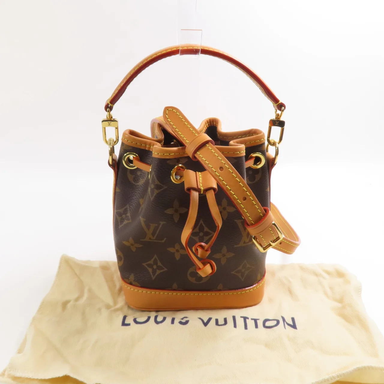 LOUIS VUITTON Nano Noe M81266 兩用包 塗層帆布 棕色 / Brown/Marron 塗層帆布 中古品A - 縮圖 13