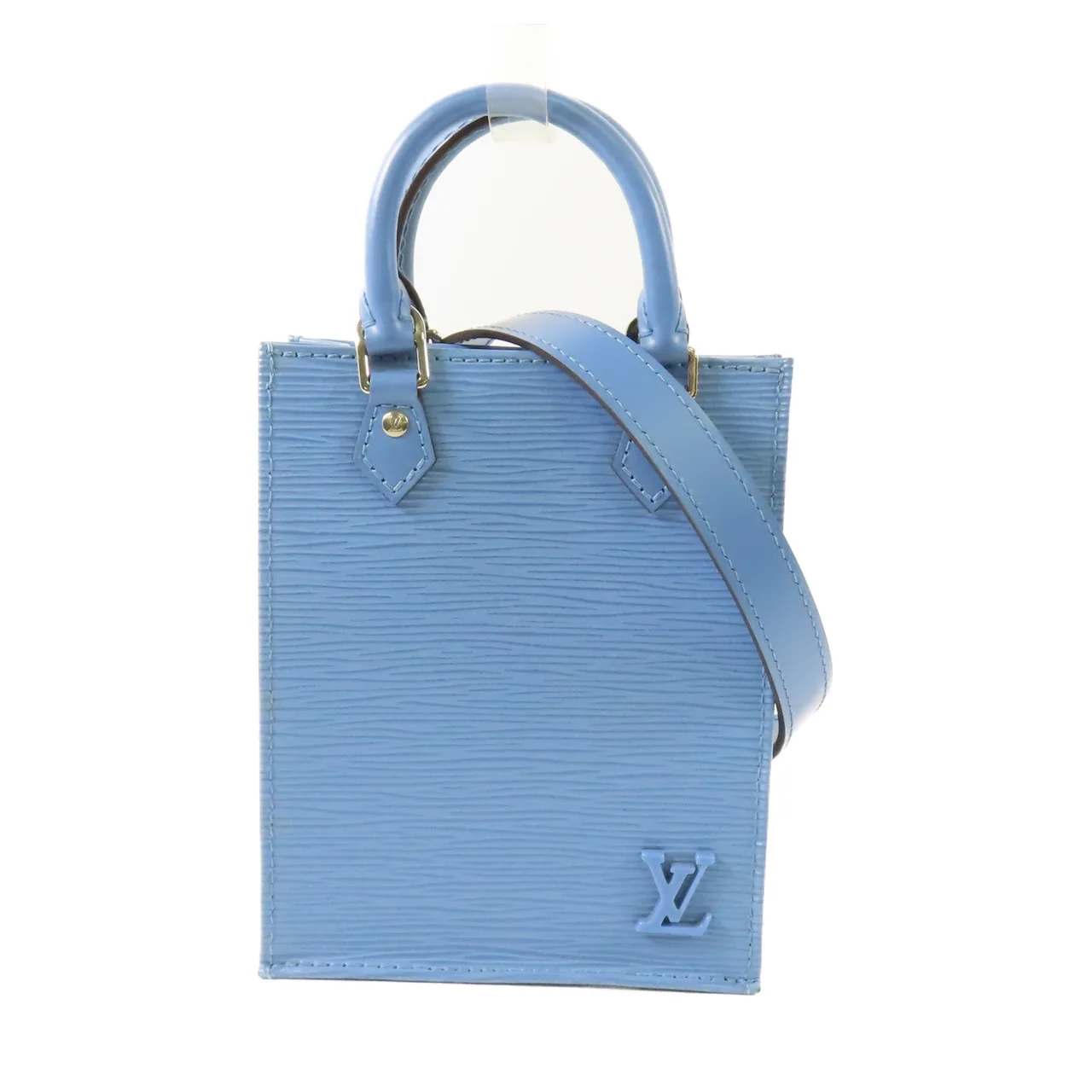 LOUIS VUITTON Petit Sac Plat M80167 2-Way Bag Calfskin 藍色 / Pale Blue