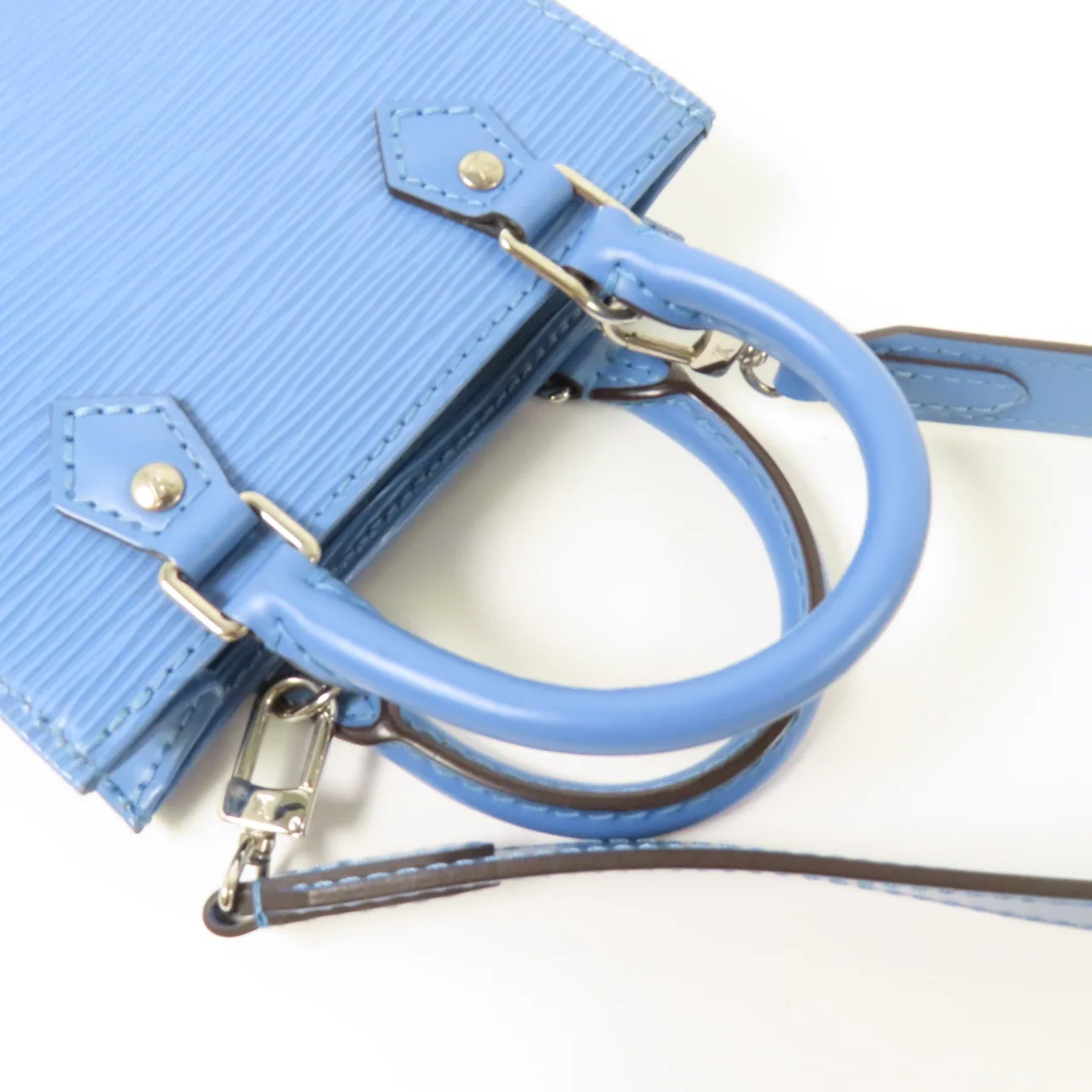 LOUIS VUITTON Petit Sac Plat M80167 兩用包 牛皮 藍色 / Pale Blue 牛皮 中古品A - 縮圖 10