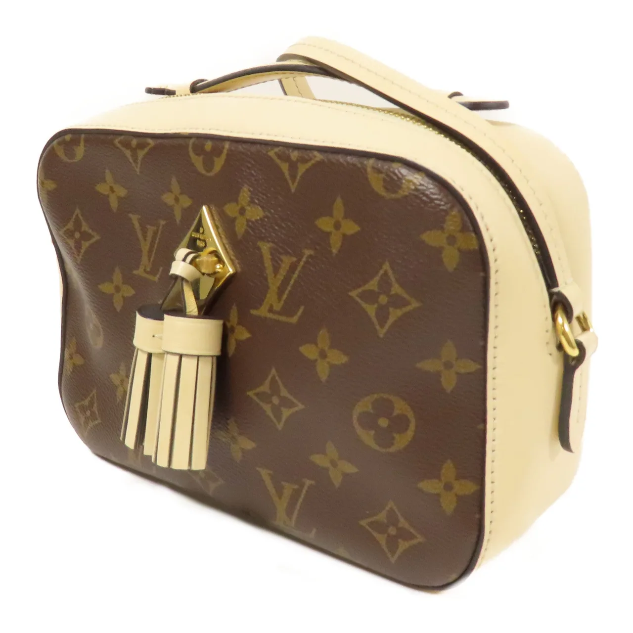 LOUIS VUITTON Saintonge M43559 兩用包 塗層帆布 棕色 / 白色 / Brown/Beige 塗層帆布 中古品B - 縮圖 3