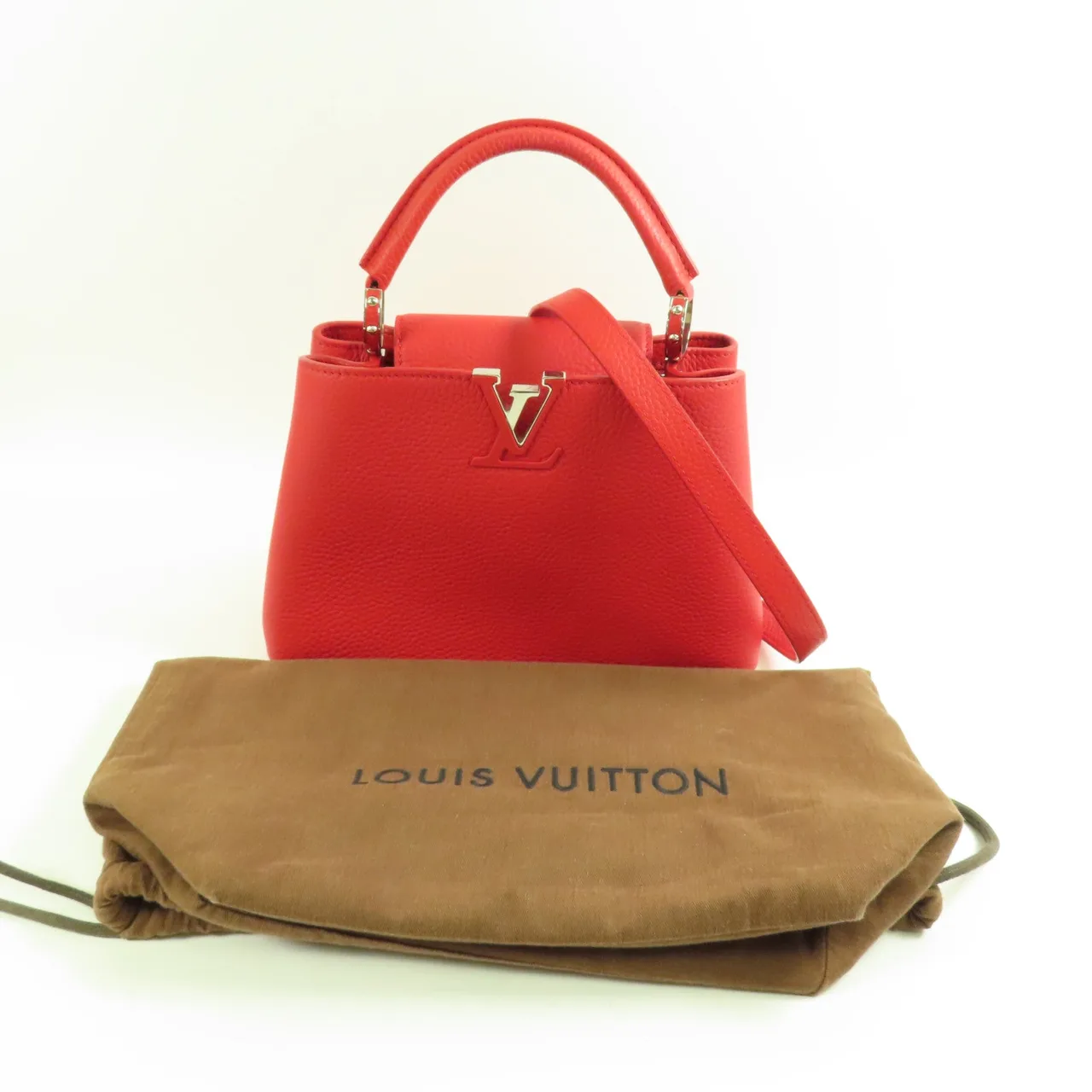 LOUIS VUITTON Capucines M94754 兩用包 牛皮 紅色 / Red 牛皮 中古品A - 縮圖 10
