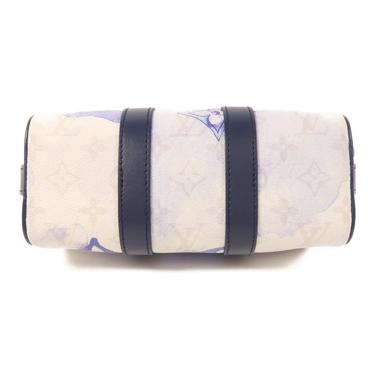 LOUIS VUITTON Keepall M45761 兩用包 塗層帆布 白色 / 藍色 / White/Navy 塗層帆布 中古品A - 縮圖 4