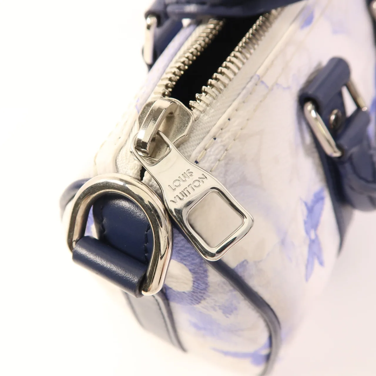 LOUIS VUITTON Keepall M45761 兩用包 塗層帆布 白色 / 藍色 / White/Navy 塗層帆布 中古品A - 縮圖 10