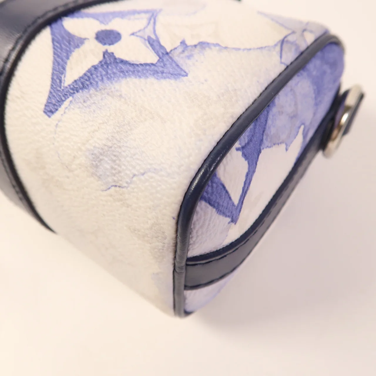 LOUIS VUITTON Keepall M45761 兩用包 塗層帆布 白色 / 藍色 / White/Navy 塗層帆布 中古品A - 縮圖 14