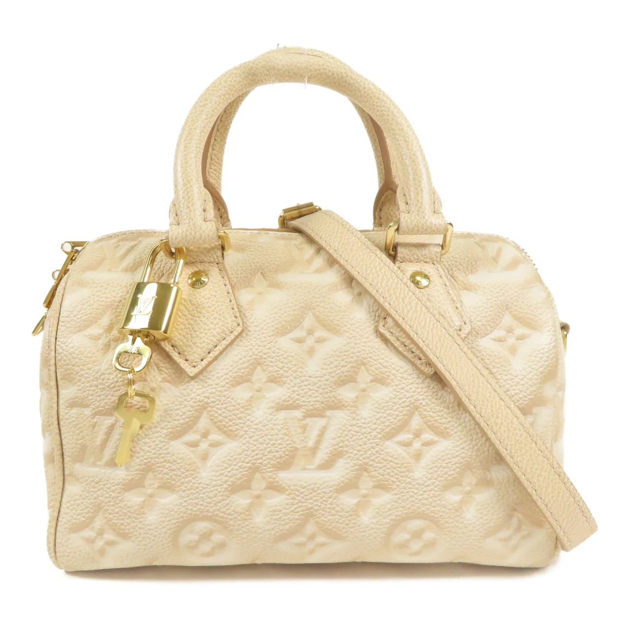 LOUIS VUITTON Speedy Bandouliere M46163 兩用包 牛皮 米色 / Beige