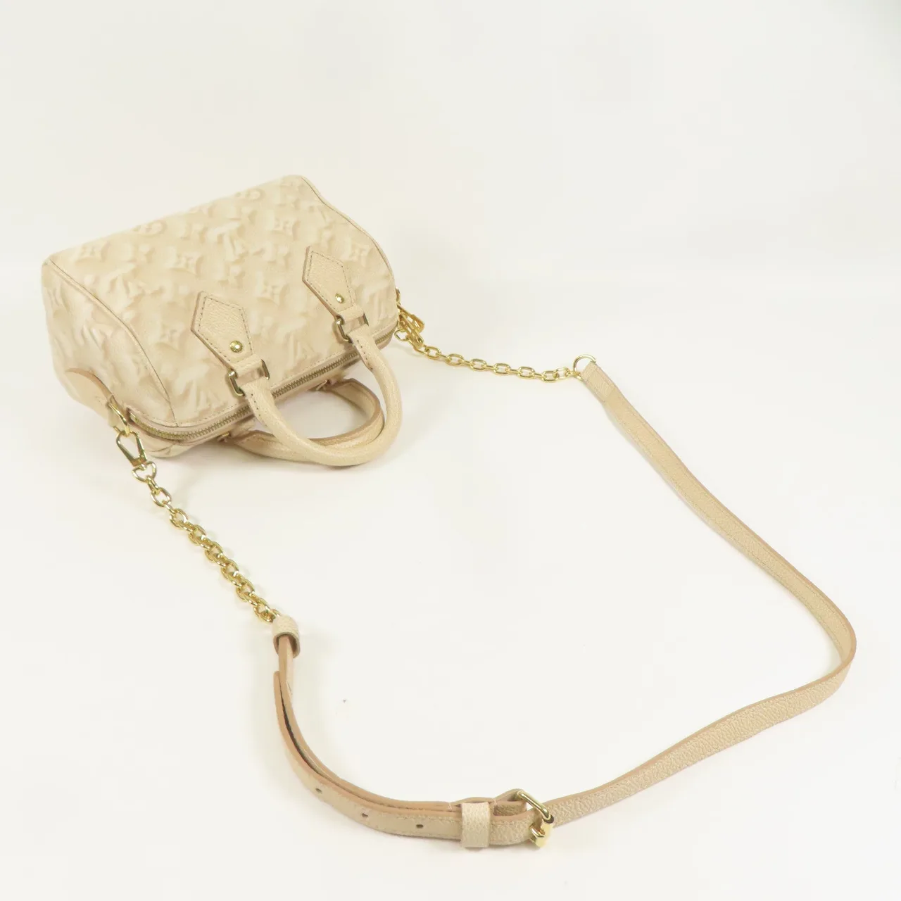 LOUIS VUITTON Speedy Bandouliere M46163 兩用包 牛皮 米色 / Beige 牛皮 中古品A - 縮圖 10