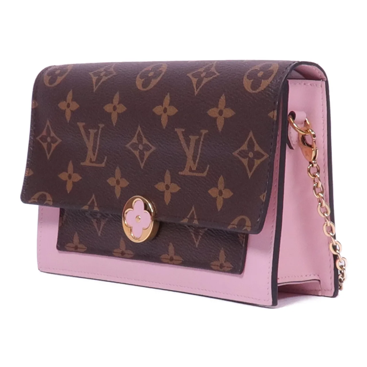 LOUIS VUITTON Flore Chain Wallet M67405 肩背包 塗層帆布 棕色 / 粉色 / Brown/Pink 塗層帆布 中古品B - 縮圖 3