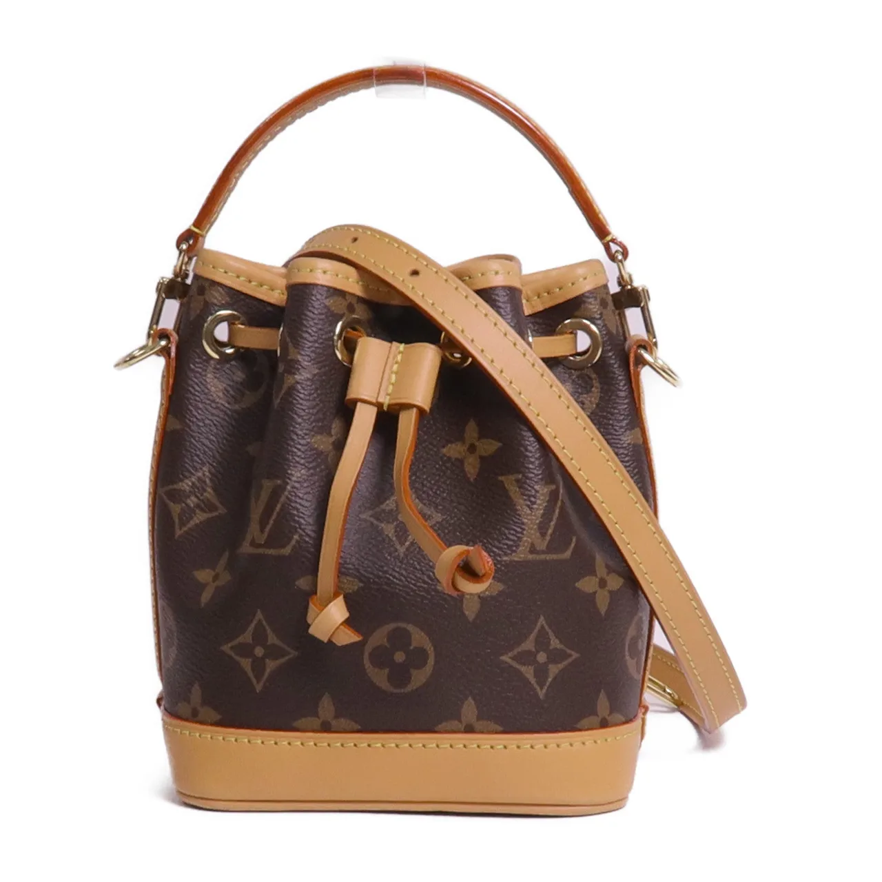 LOUIS VUITTON Nano Noe M81266 兩用包 塗層帆布 棕色 / Brown