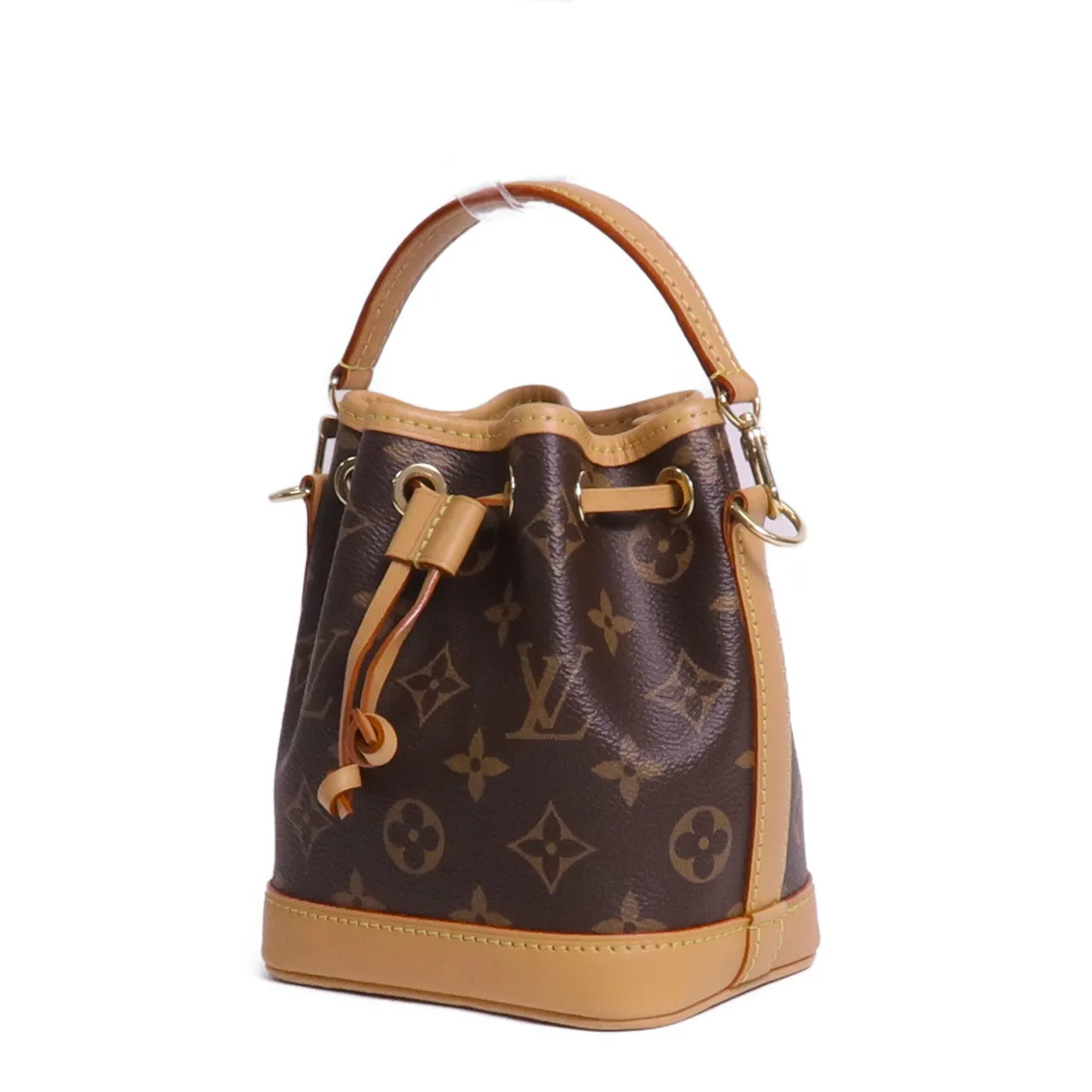 LOUIS VUITTON Nano Noe M81266 兩用包 塗層帆布 棕色 / Brown 塗層帆布 中古品A - 縮圖 3