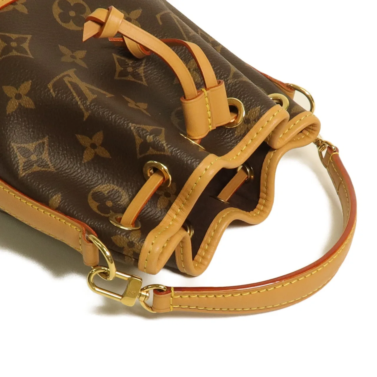 LOUIS VUITTON Nano Noe M81266 兩用包 塗層帆布 棕色 / Brown 塗層帆布 中古品A - 縮圖 7