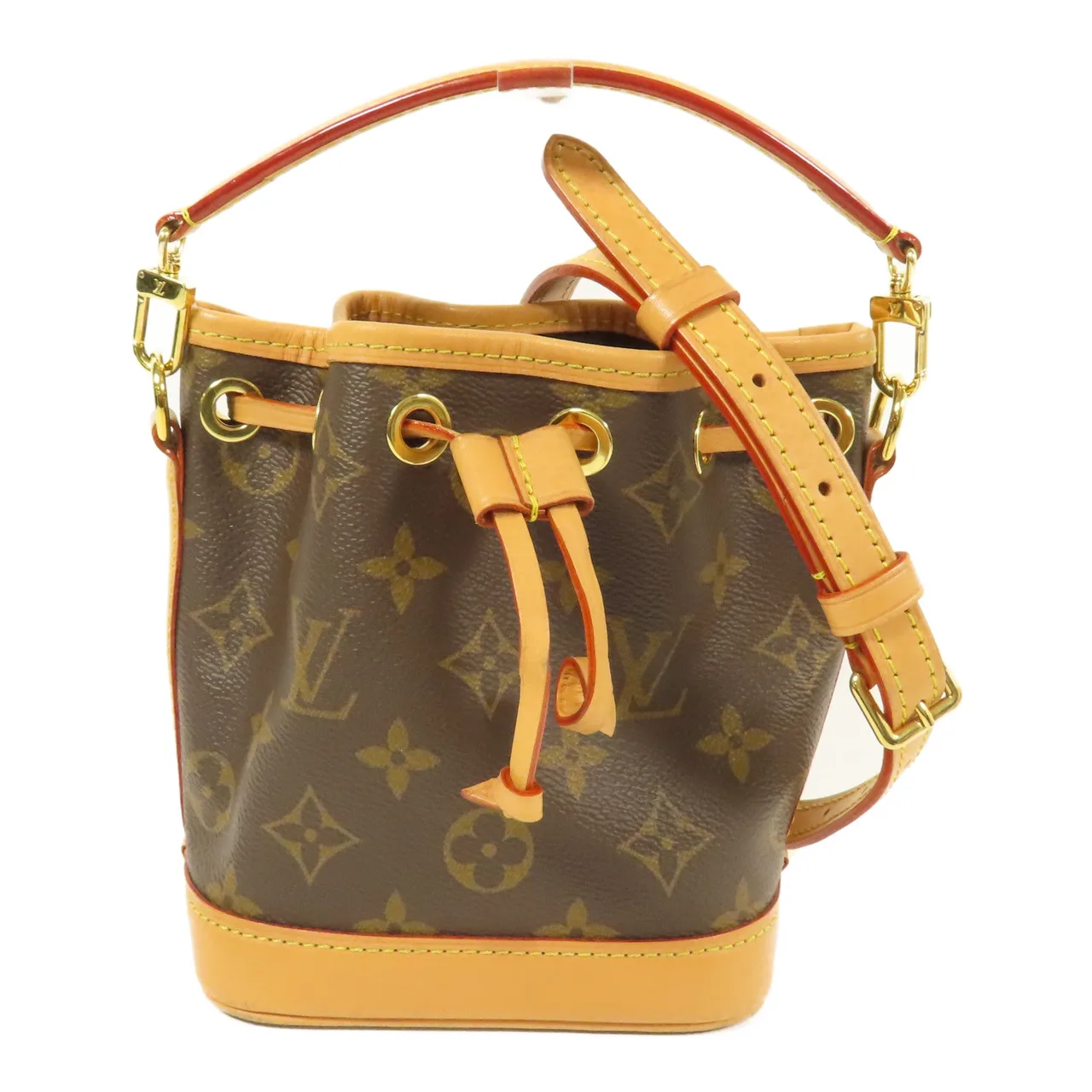 LOUIS VUITTON Nano Noe M81266 兩用包 塗層帆布 棕色 / Brown