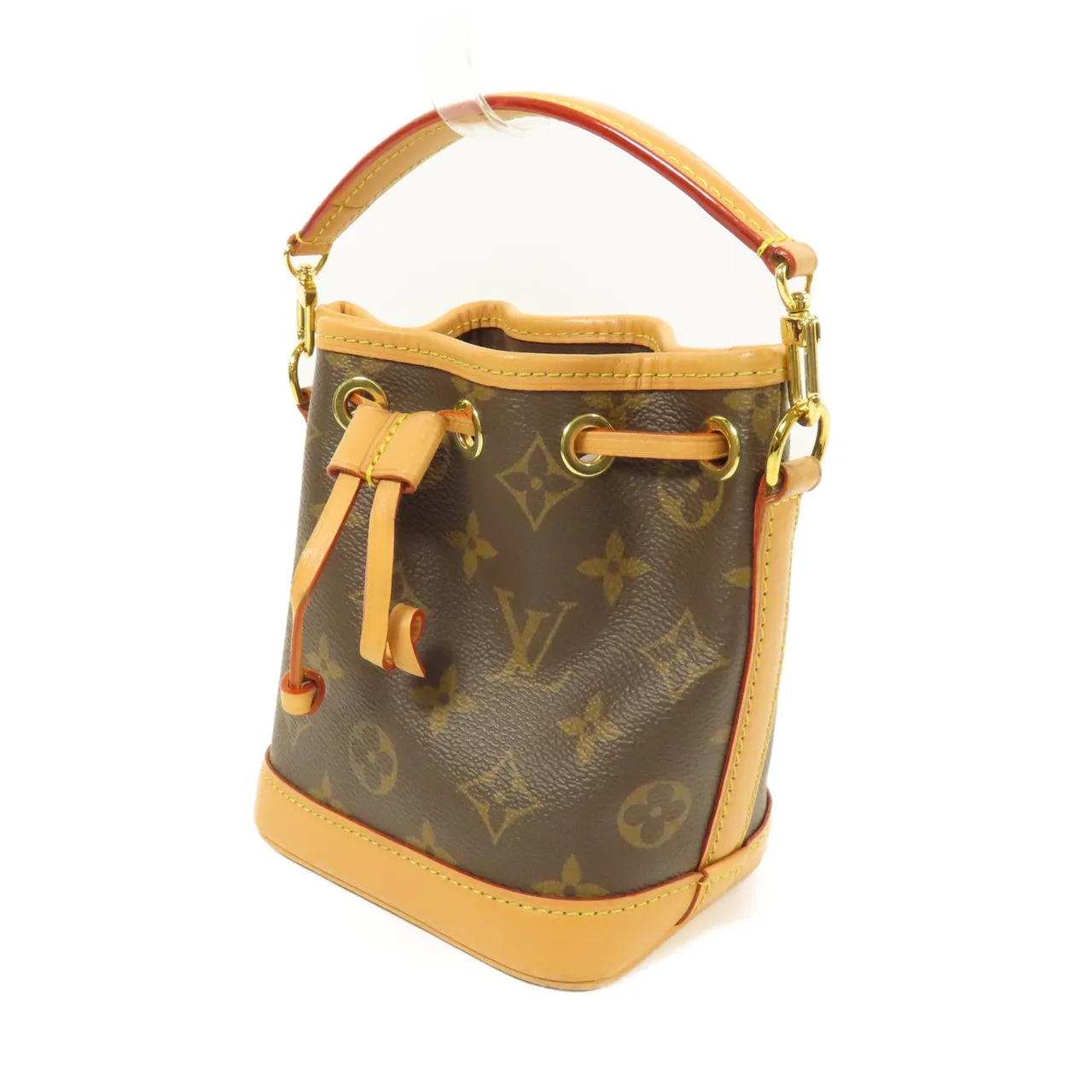 LOUIS VUITTON Nano Noe M81266 兩用包 塗層帆布 棕色 / Brown 塗層帆布 中古品A - 縮圖 3