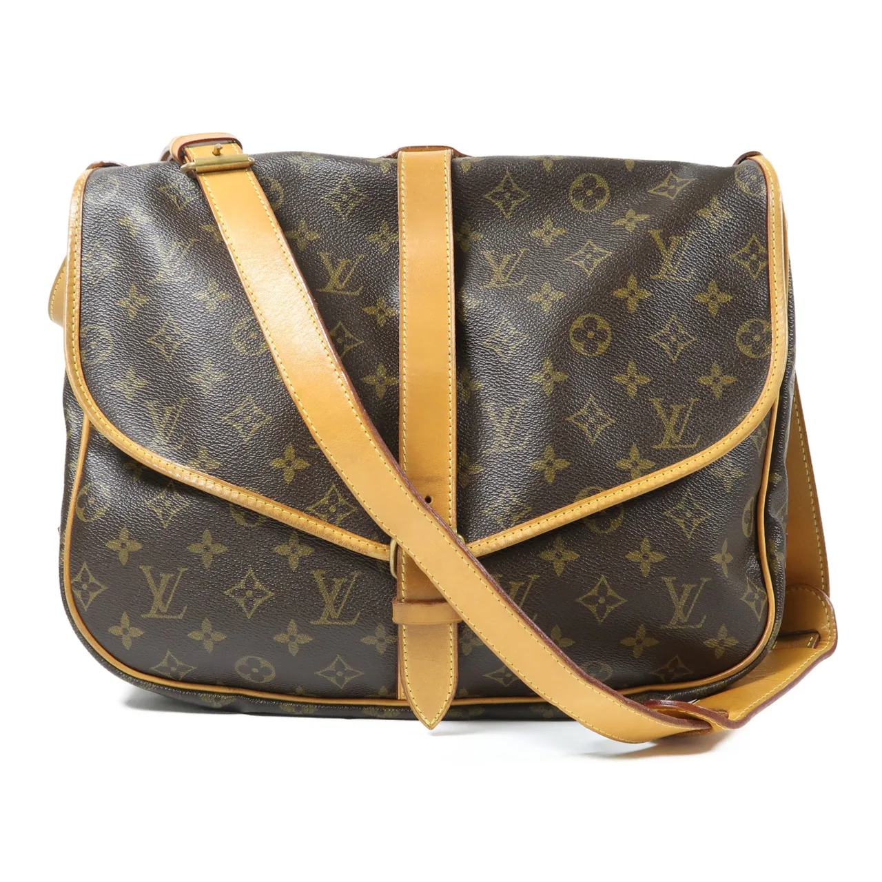LOUIS VUITTON Saumur M42254 肩背包 塗層帆布 棕色 / Brown 塗層帆布 中古品B - 縮圖 9