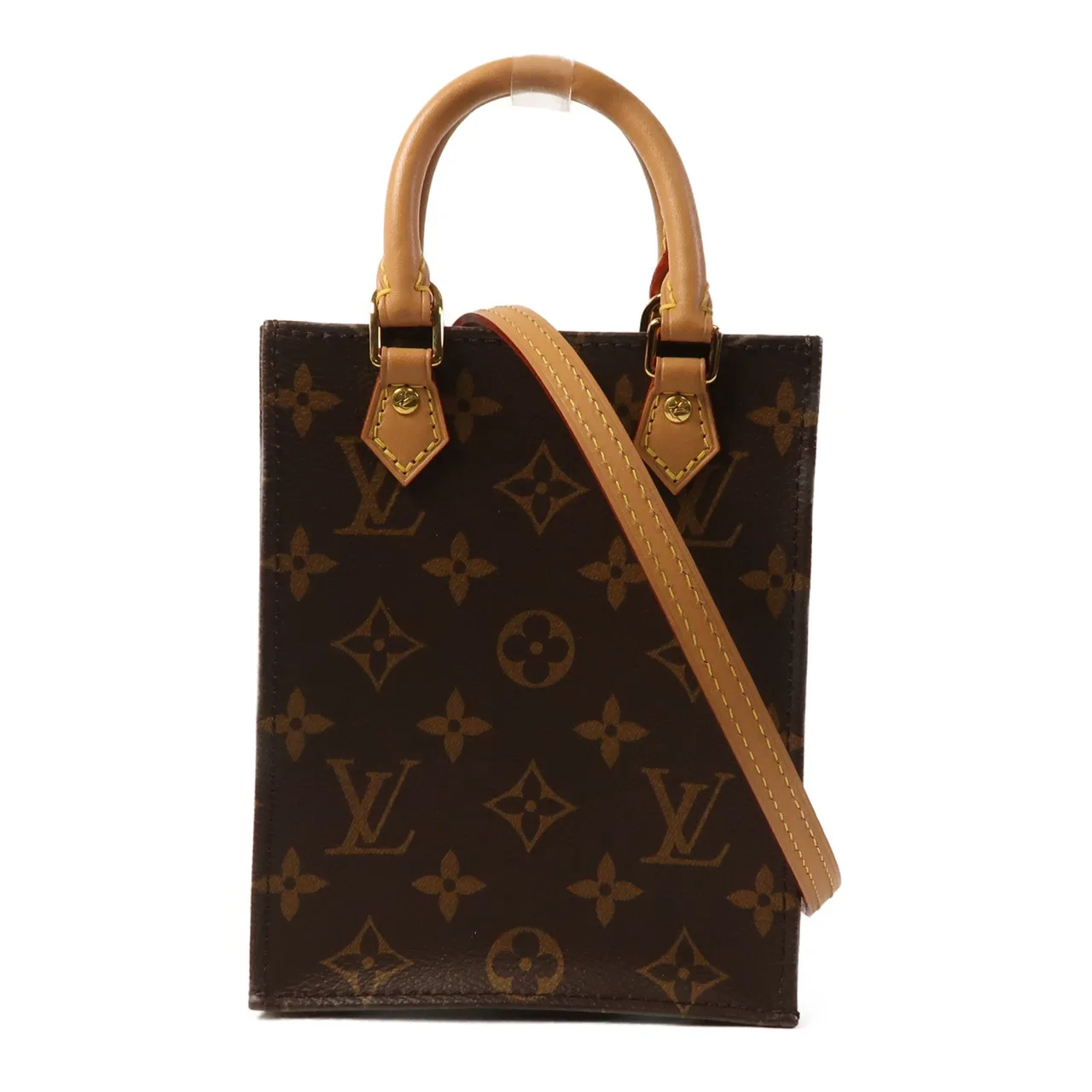 LOUIS VUITTON Petit Sac Plat M81295 兩用包 塗層帆布 棕色 / Brown 塗層帆布 中古品A - 縮圖 9