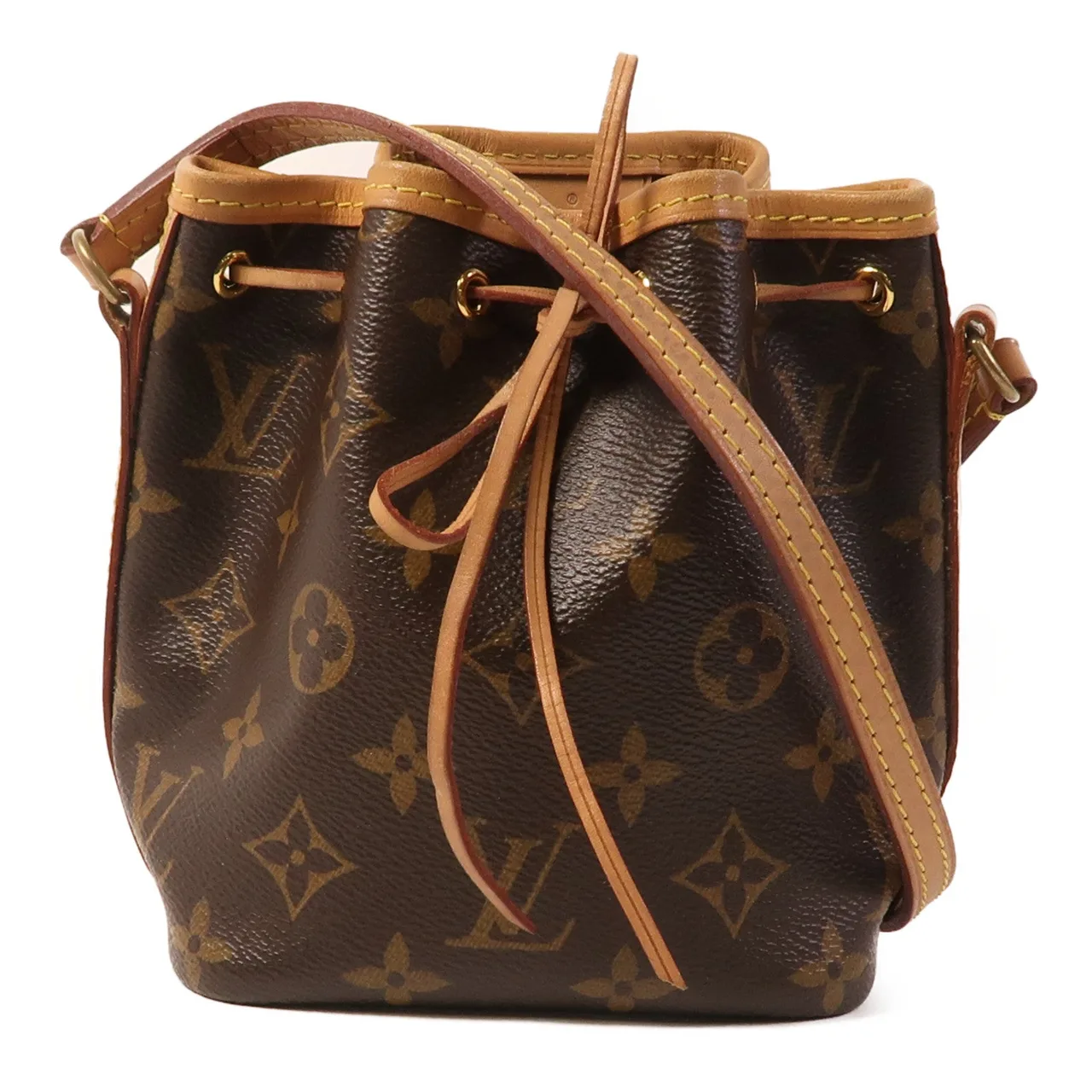 LOUIS VUITTON Nano Noe M41346 肩背包 塗層帆布 棕色 / Brown