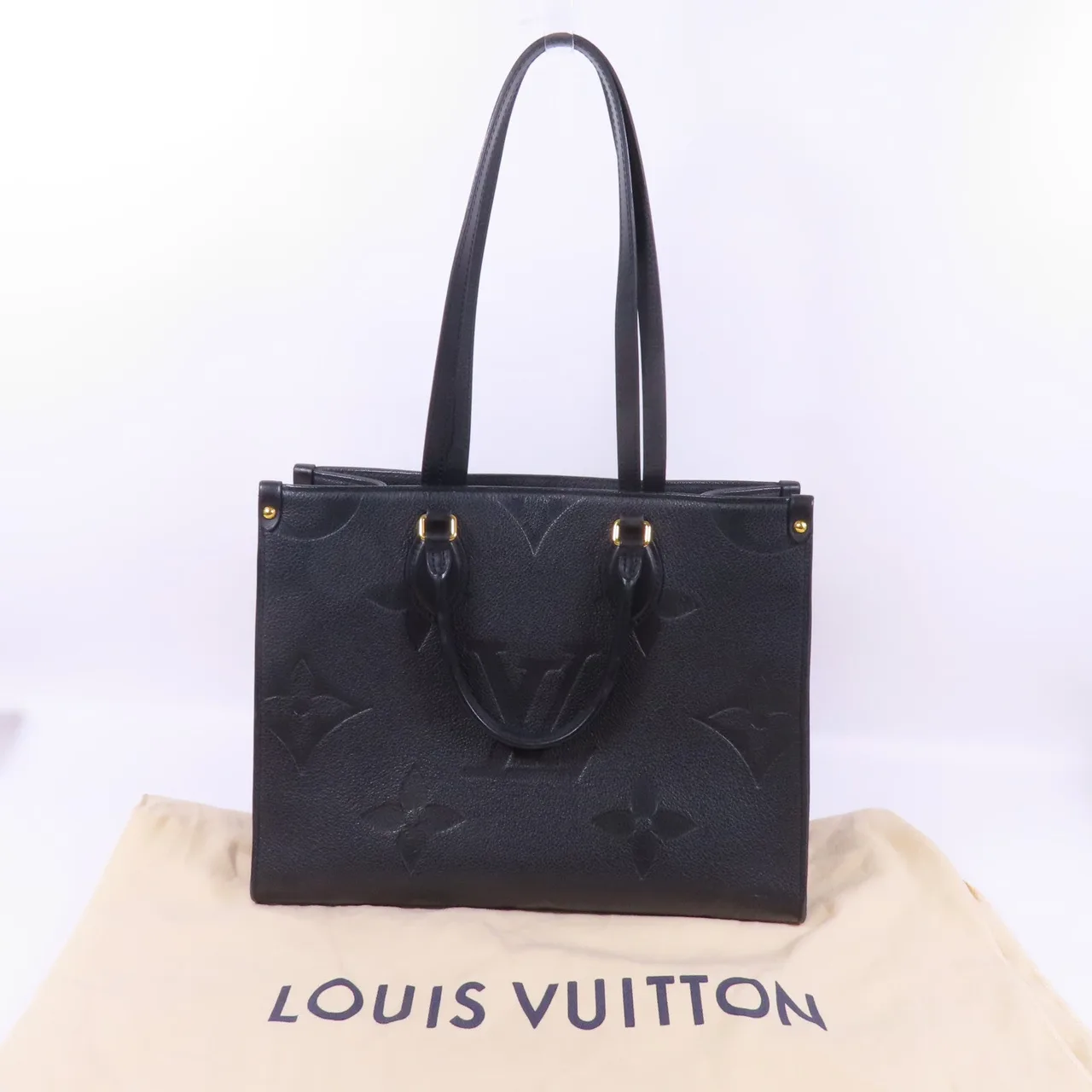 LOUIS VUITTON OnTheGo M45595 兩用包 牛皮 黑色 / Noir Obscur 牛皮 中古品B - 縮圖 13