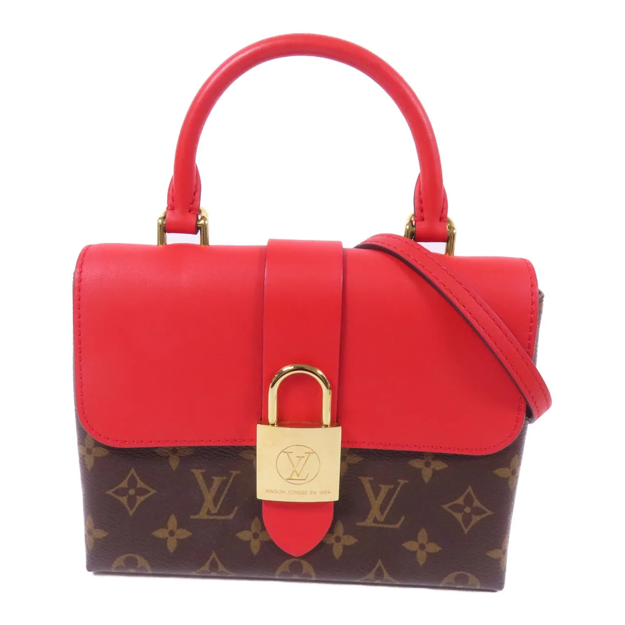 LOUIS VUITTON Locky M44322 兩用包 塗層帆布 棕色 / 紅色 / Brown/Red