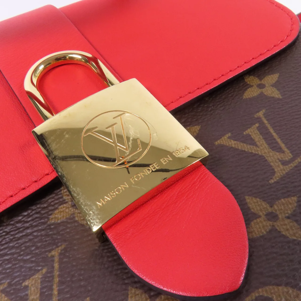 LOUIS VUITTON Locky M44322 兩用包 塗層帆布 棕色 / 紅色 / Brown/Red 塗層帆布 中古品A - 縮圖 10