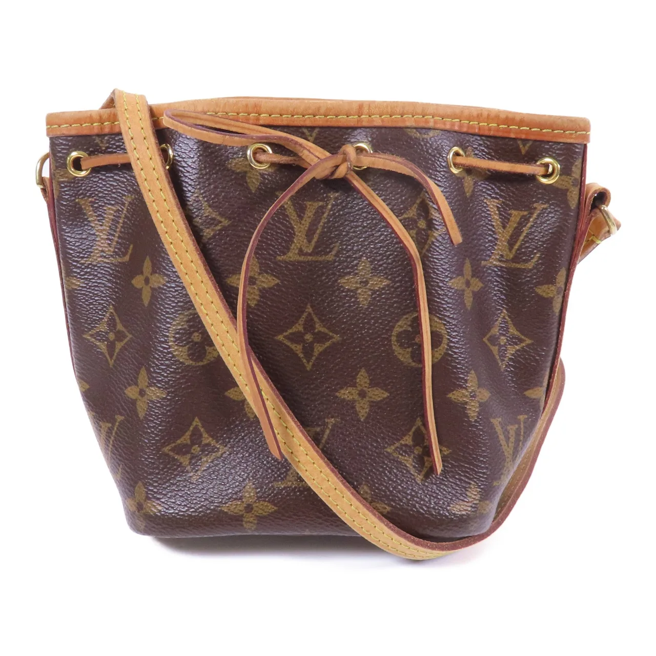 LOUIS VUITTON Nano Noe M41346 肩背包 塗層帆布 棕色 / Brown