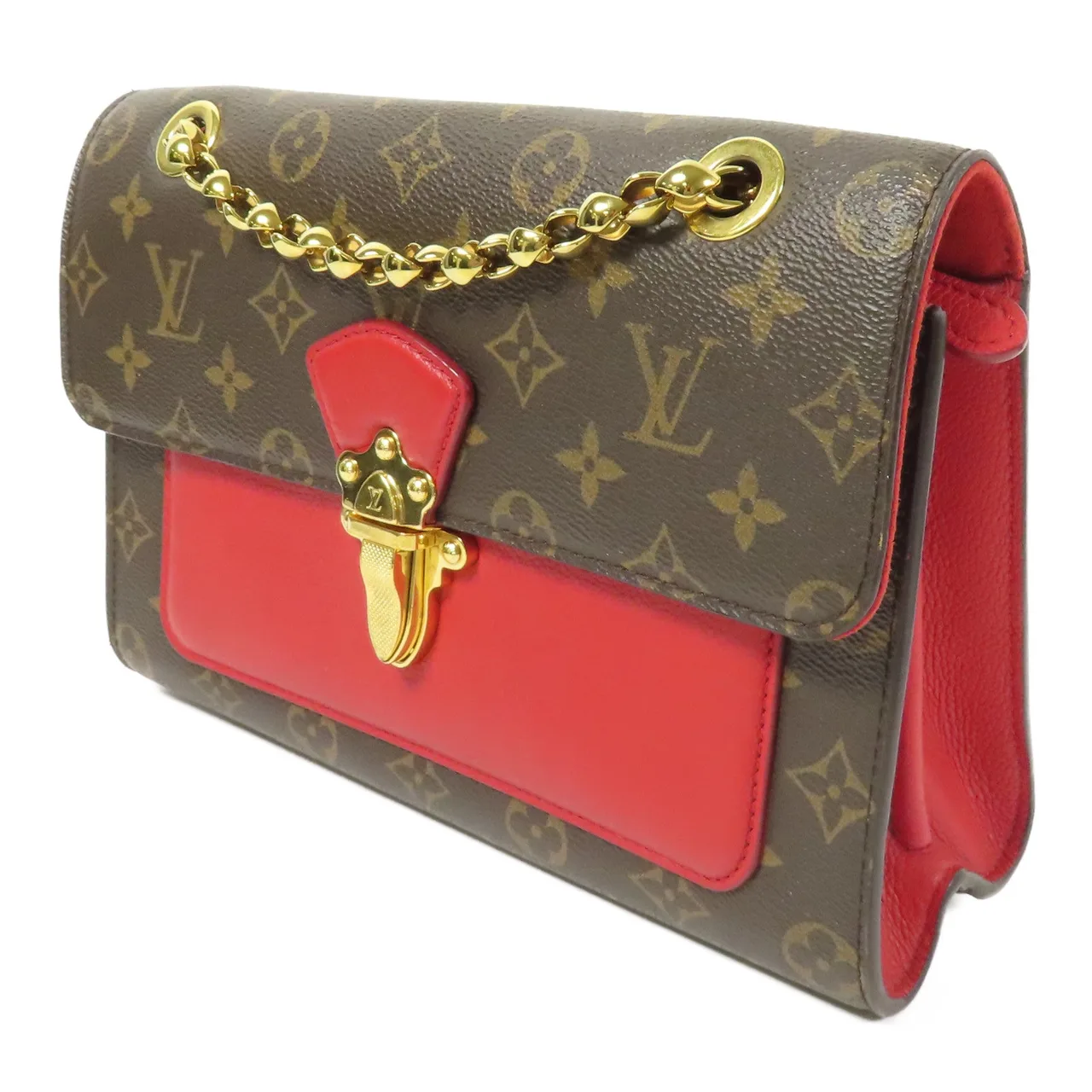 LOUIS VUITTON Victoire M41731 肩背包 塗層帆布 棕色 / 紅色 / Brown/Red 塗層帆布 中古品A - 縮圖 2