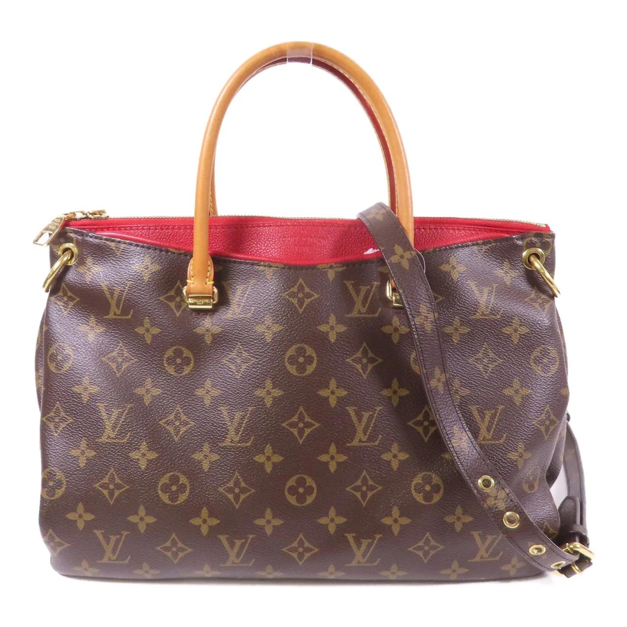 LOUIS VUITTON Pallas M40906 兩用包 塗層帆布 棕色 / Brown/Red