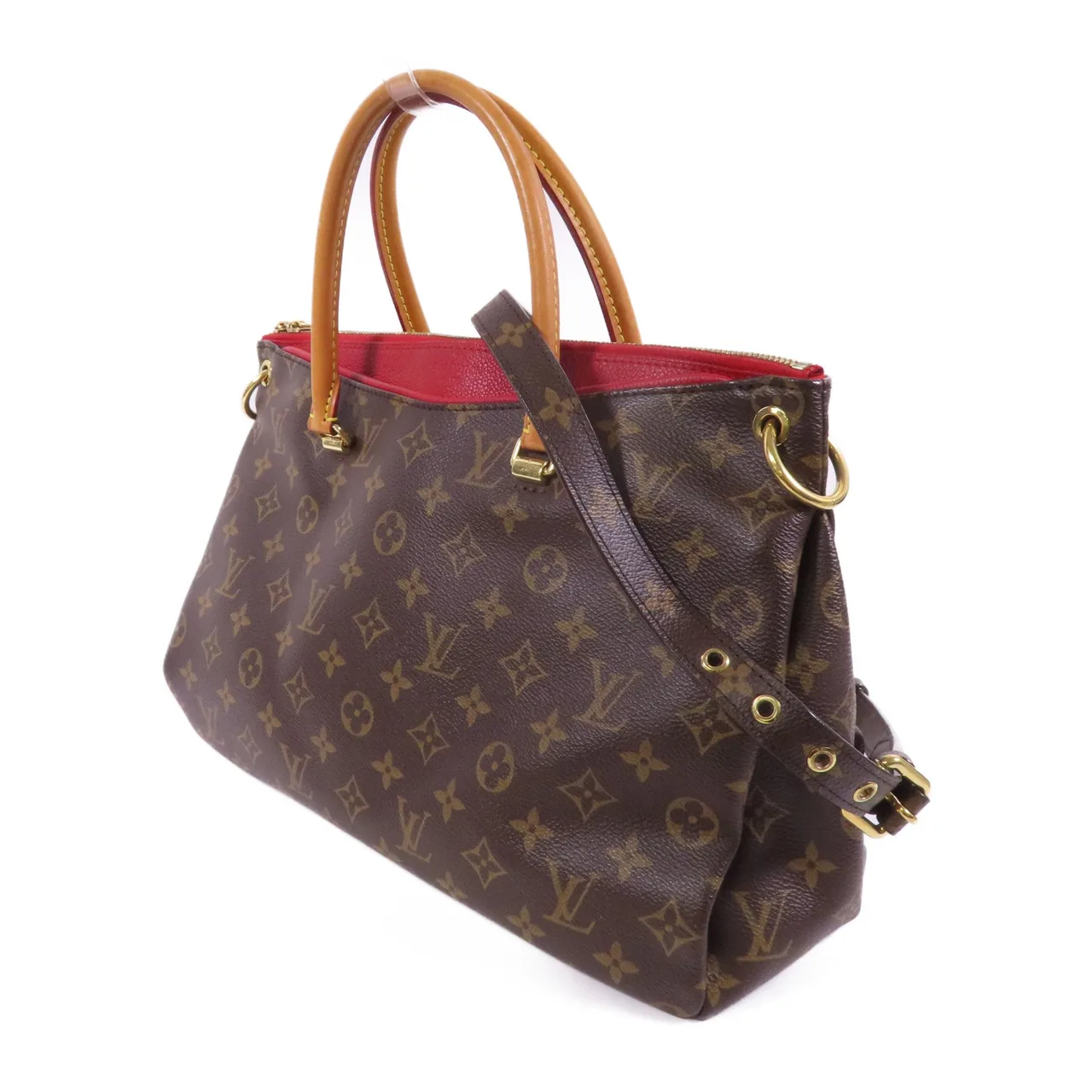 LOUIS VUITTON Pallas M40906 兩用包 塗層帆布 棕色 / Brown/Red 塗層帆布 中古品B - 縮圖 3