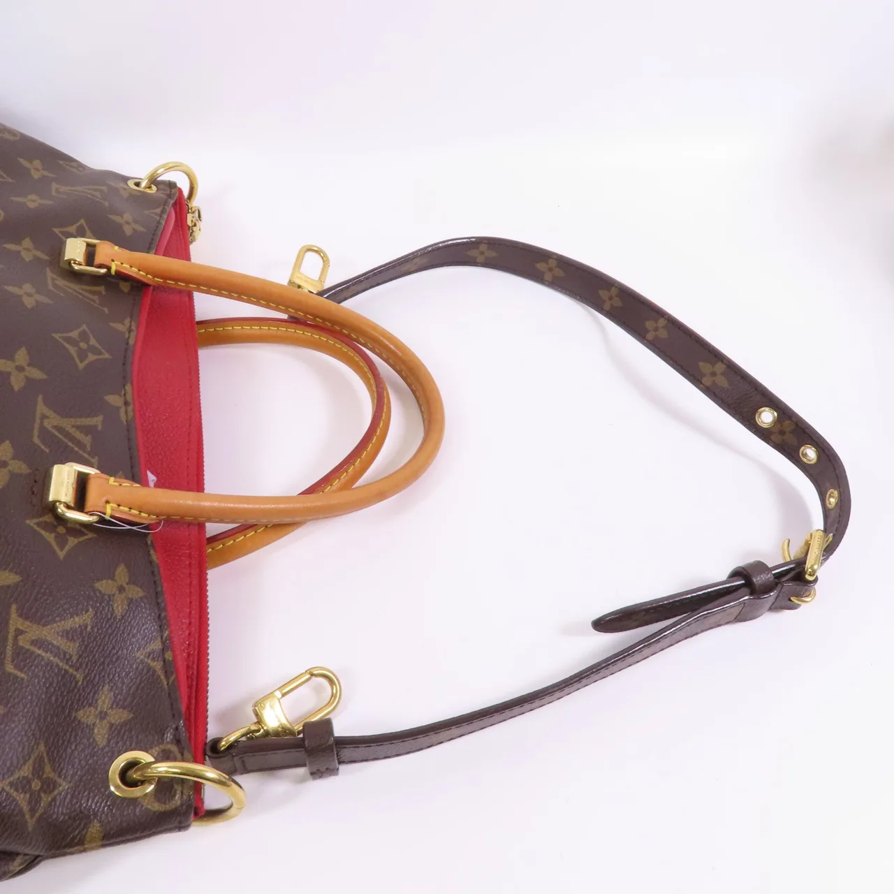 LOUIS VUITTON Pallas M40906 兩用包 塗層帆布 棕色 / Brown/Red 塗層帆布 中古品B - 縮圖 5