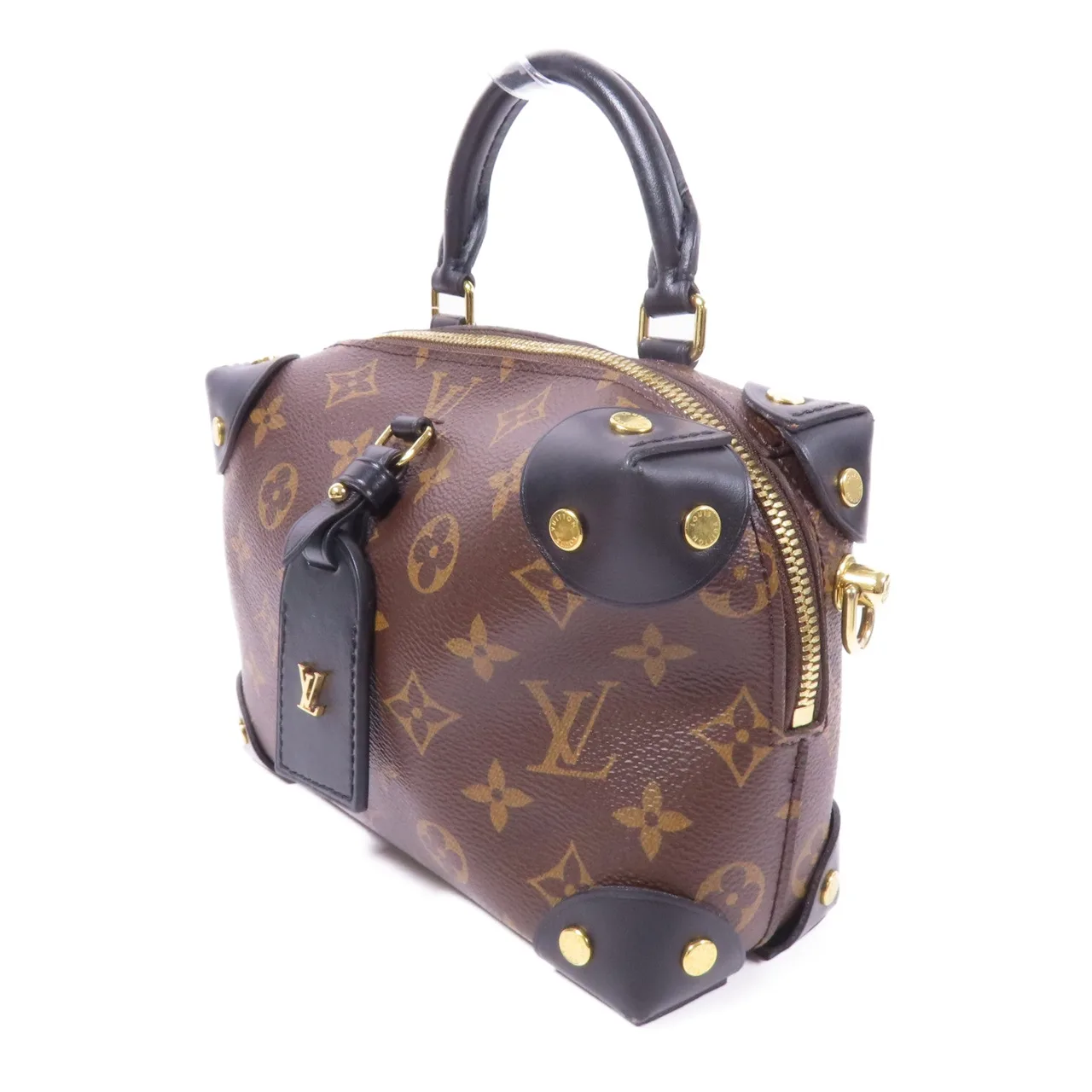 LOUIS VUITTON Petite Malle Souple M45571 兩用包 塗層帆布 棕色 / 黑色 / Brown/Black 塗層帆布 中古品A - 縮圖 3