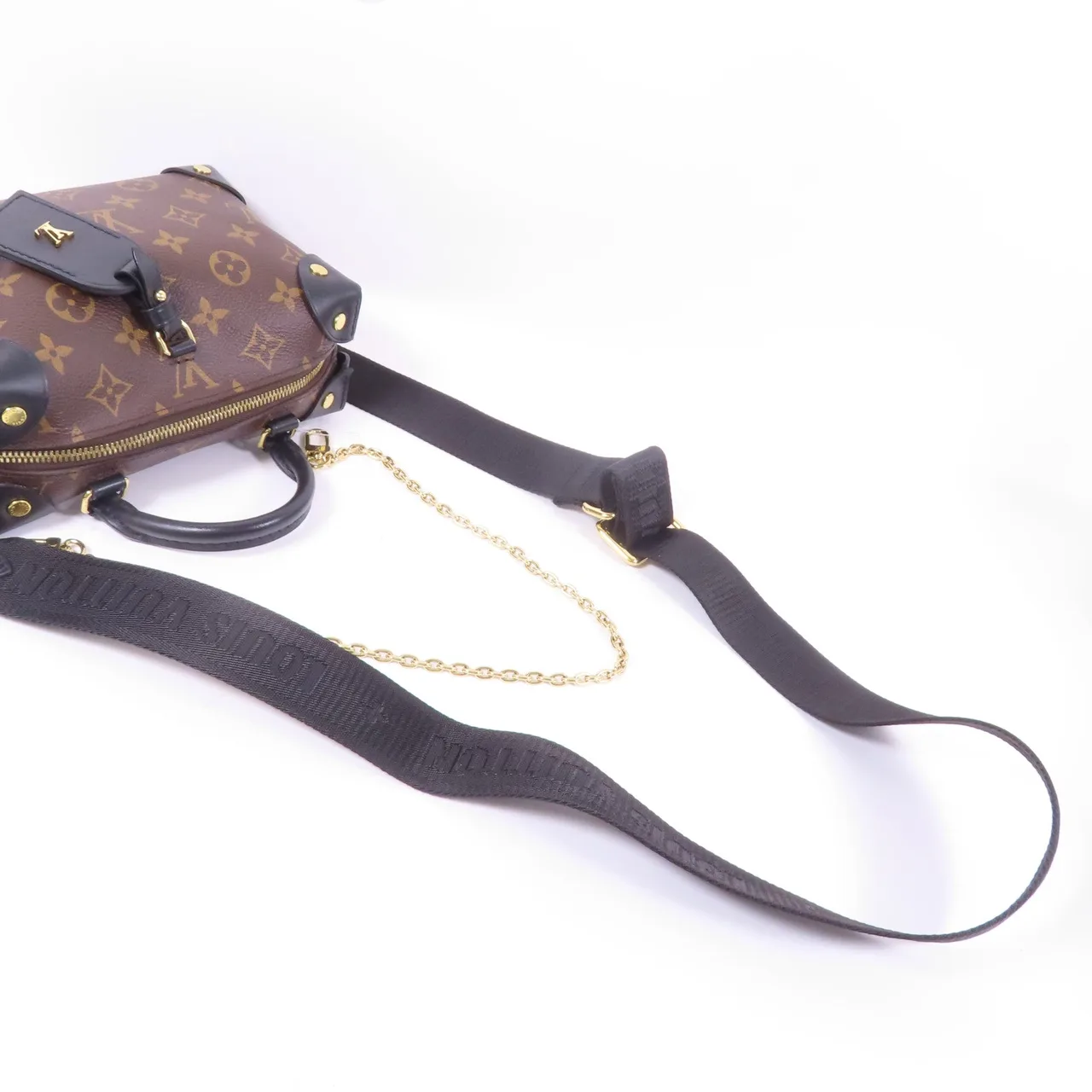 LOUIS VUITTON Petite Malle Souple M45571 兩用包 塗層帆布 棕色 / 黑色 / Brown/Black 塗層帆布 中古品A - 縮圖 5