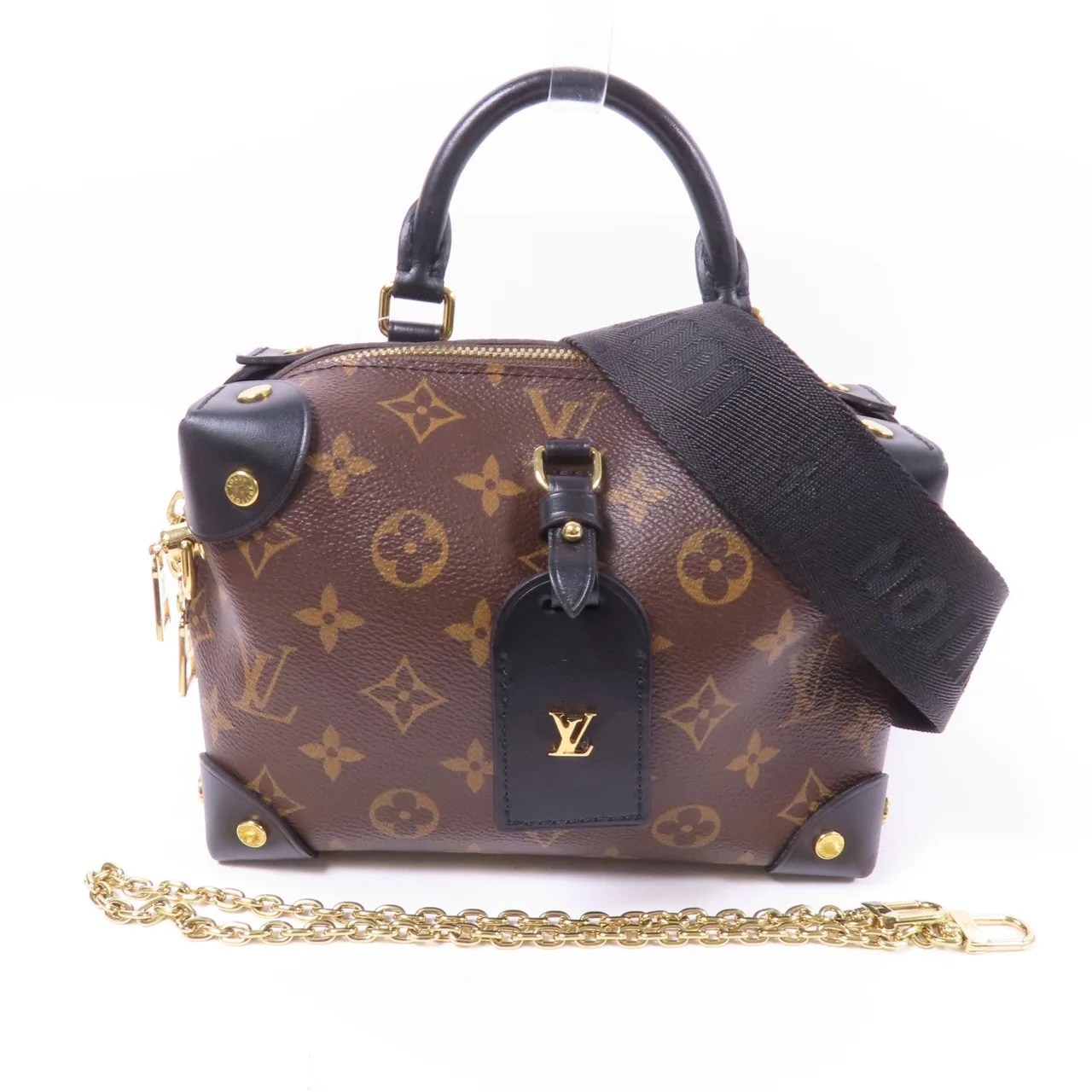 LOUIS VUITTON Petite Malle Souple M45571 兩用包 塗層帆布 棕色 / 黑色 / Brown/Black 塗層帆布 中古品A - 縮圖 12