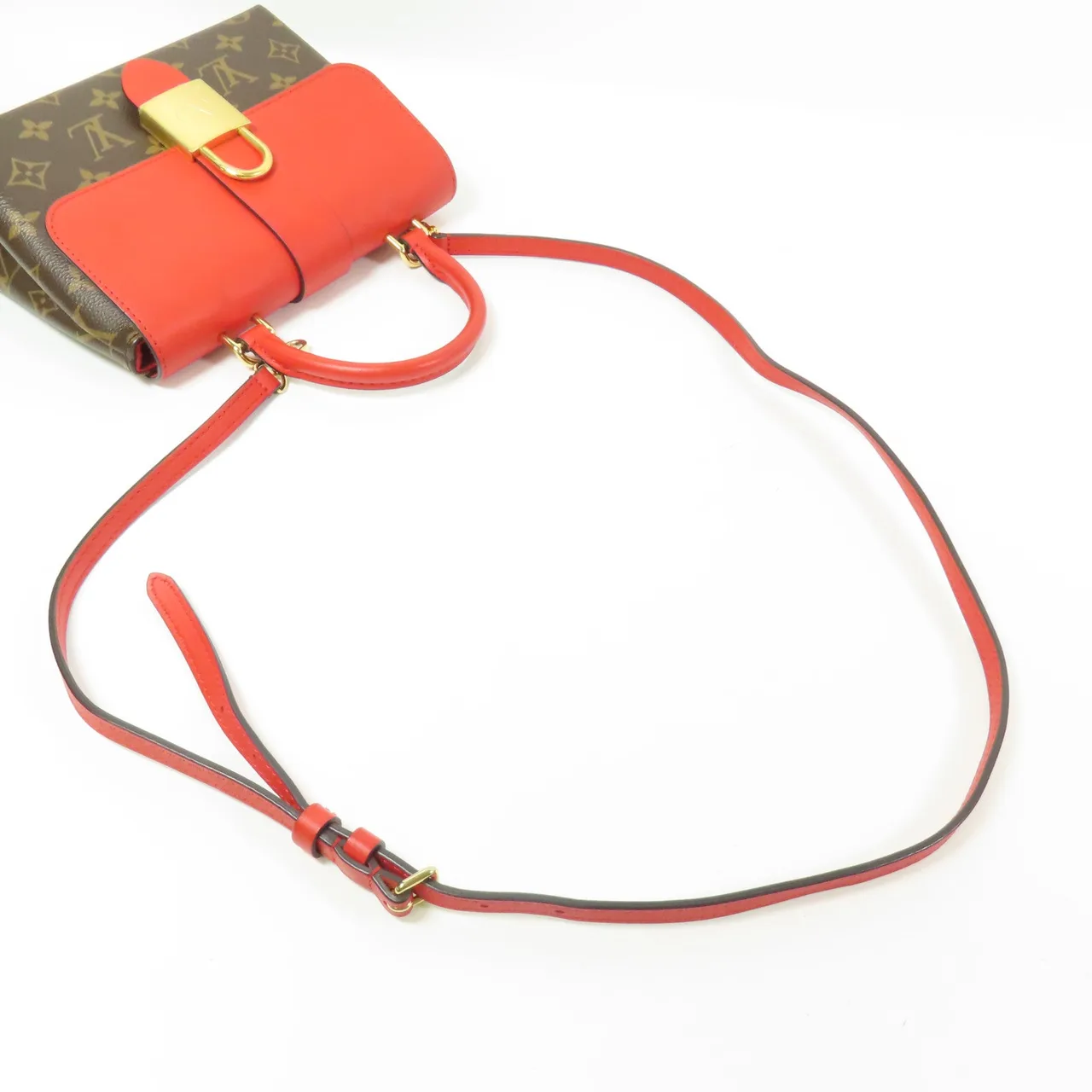 LOUIS VUITTON Locky M44322 兩用包 塗層帆布 棕色 / 紅色 / Brown/Red 塗層帆布 中古品A - 縮圖 11