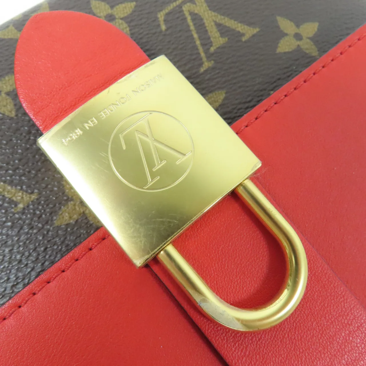 LOUIS VUITTON Locky M44322 兩用包 塗層帆布 棕色 / 紅色 / Brown/Red 塗層帆布 中古品A - 縮圖 13