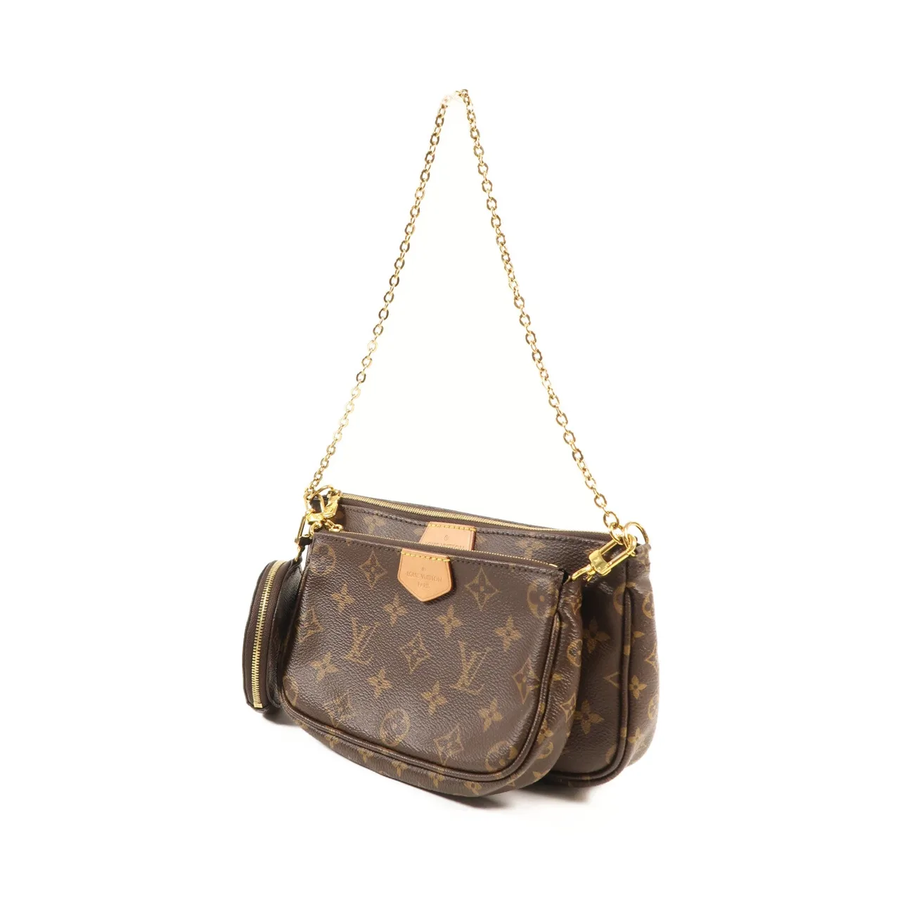 LOUIS VUITTON Multi Pochette M44840 兩用包 塗層帆布 棕色 / Brown/Pink 塗層帆布 中古品A - 縮圖 3