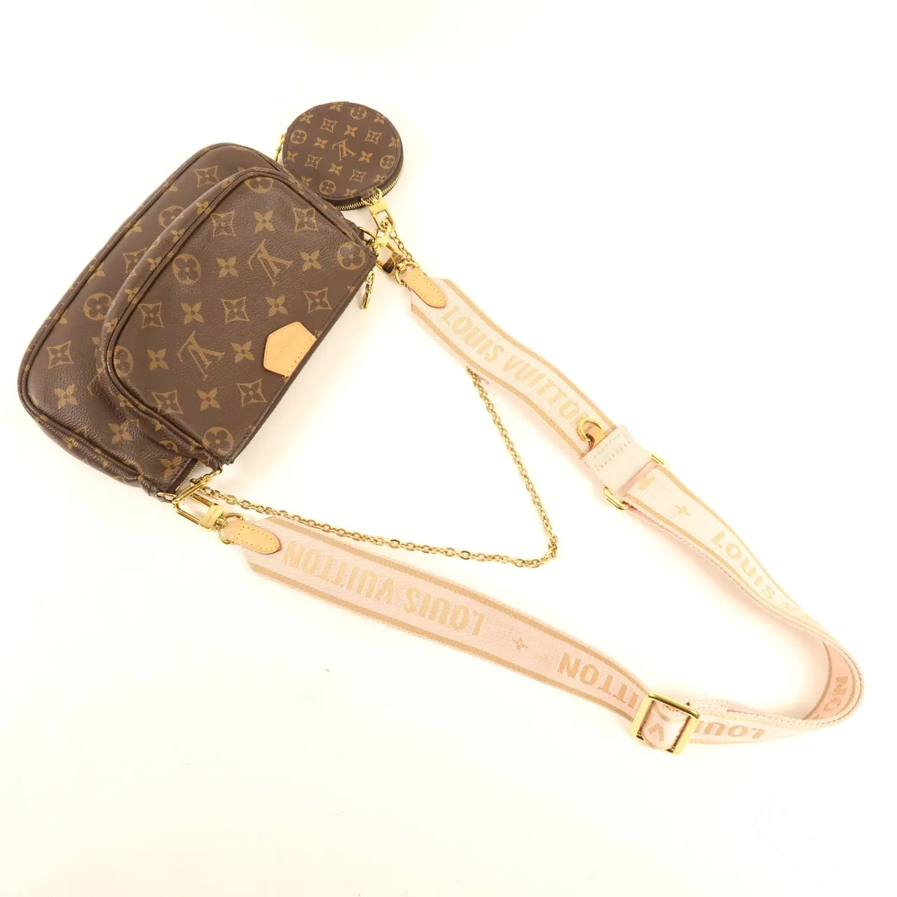 LOUIS VUITTON Multi Pochette M44840 兩用包 塗層帆布 棕色 / Brown/Pink 塗層帆布 中古品A - 縮圖 8