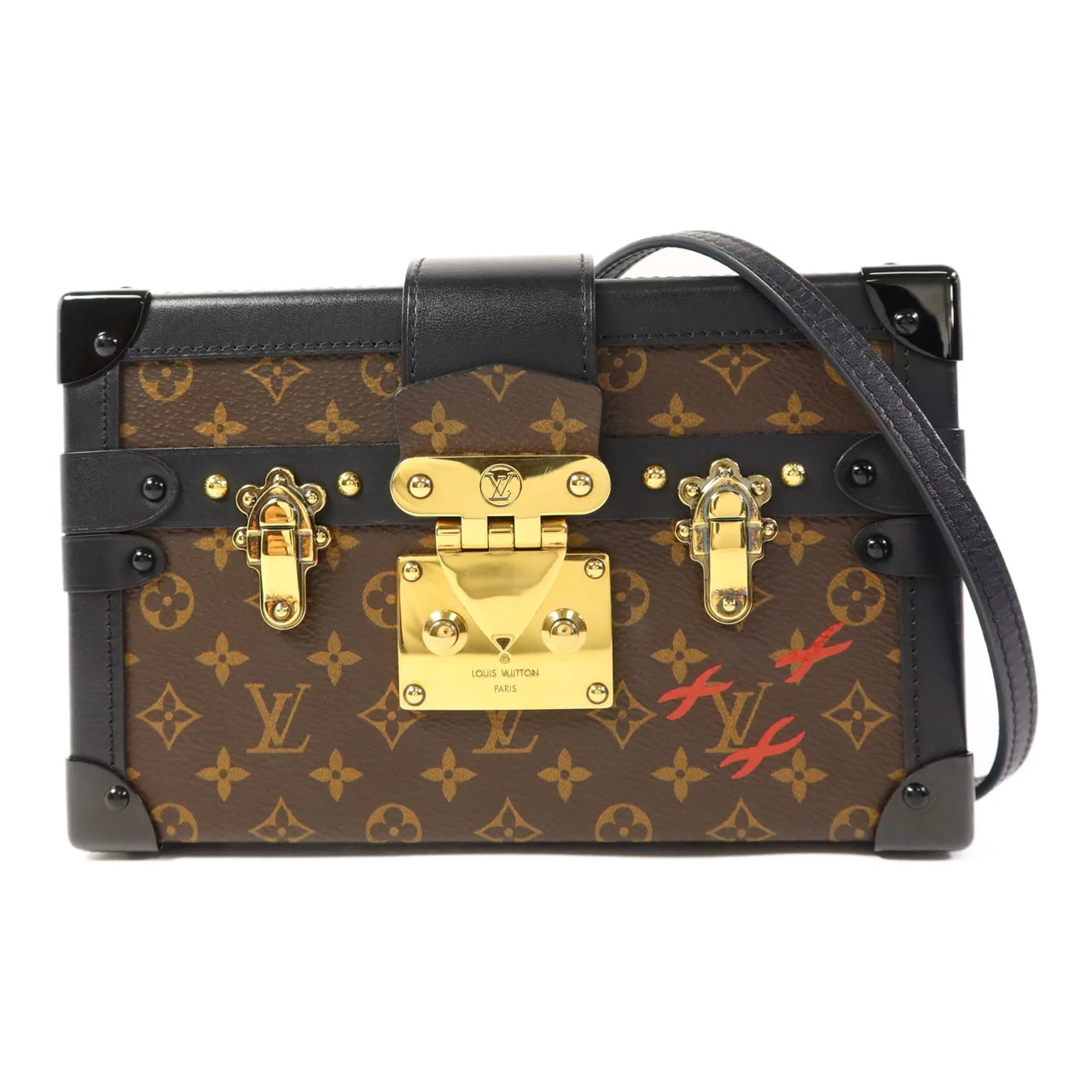 LOUIS VUITTON Petite Malle M44199 Shoulder Bag Coated Canvas 棕色 / Brown/Black