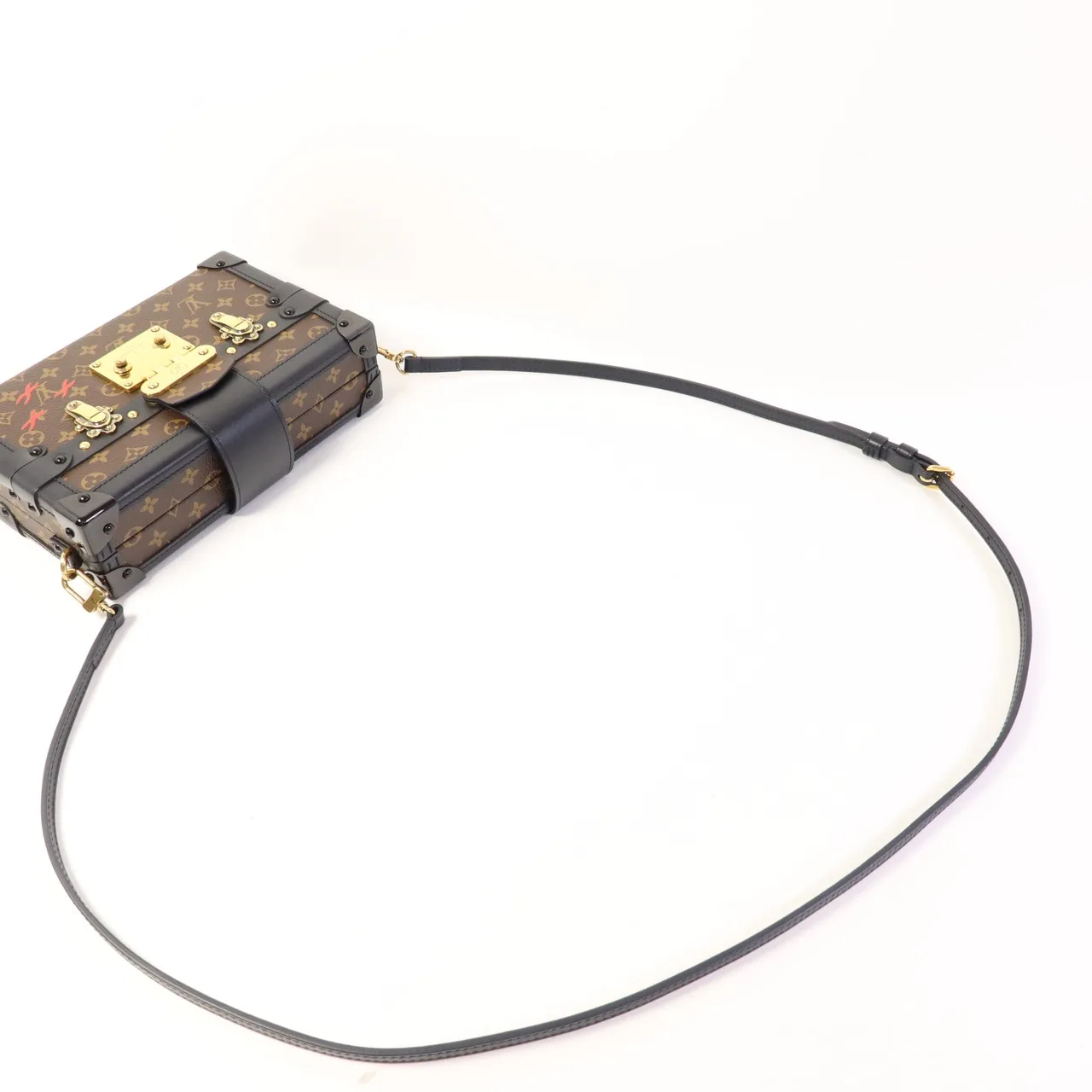 LOUIS VUITTON Petite Malle M44199 肩背包 塗層帆布 棕色 / Brown/Black 塗層帆布 中古品A - 縮圖 5