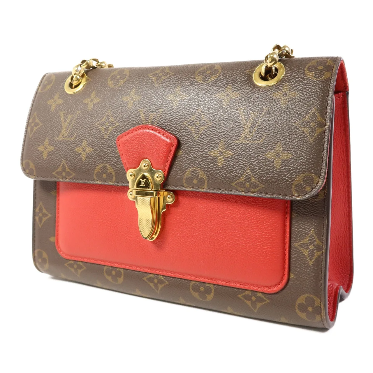 LOUIS VUITTON Victoire M41731 肩背包 塗層帆布 棕色 / 紅色 / Brown/Red 塗層帆布 中古品B - 縮圖 3