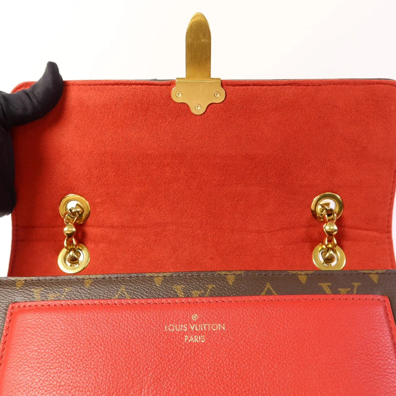 LOUIS VUITTON Victoire M41731 肩背包 塗層帆布 棕色 / 紅色 / Brown/Red 塗層帆布 中古品B - 縮圖 8