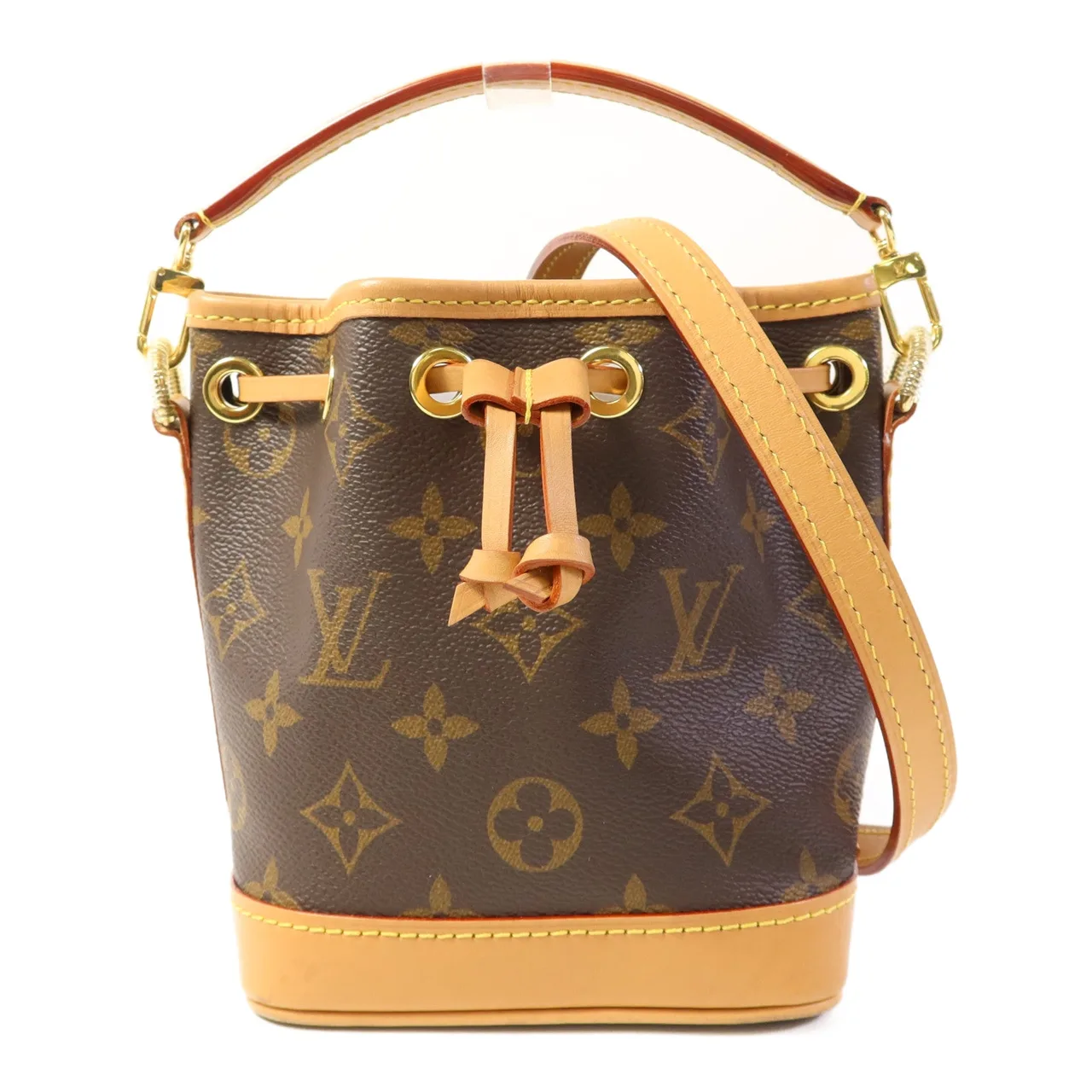 LOUIS VUITTON Nano Noe M81266 兩用包 塗層帆布 棕色 / Brown