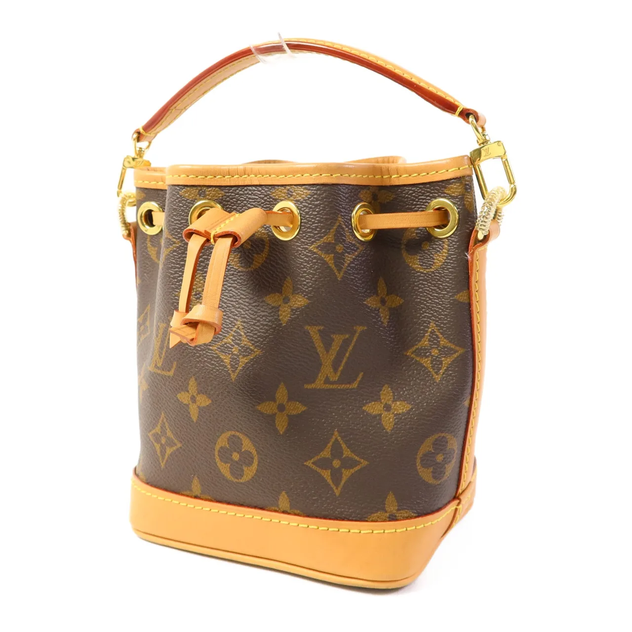 LOUIS VUITTON Nano Noe M81266 兩用包 塗層帆布 棕色 / Brown 塗層帆布 中古品A - 縮圖 3