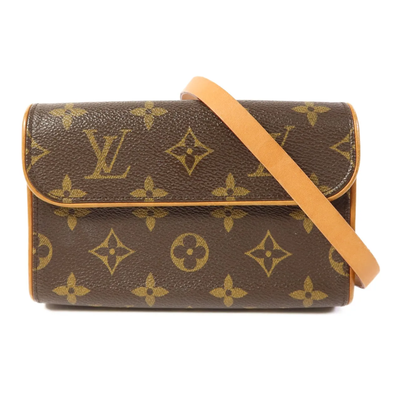 LOUIS VUITTON Pochette Florentine M51855 腰包 塗層帆布 棕色 / Brown