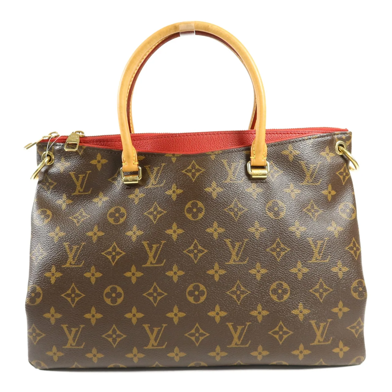 LOUIS VUITTON Pallas M41175 兩用包 塗層帆布 棕色 / Brown/Red 塗層帆布 中古品A - 縮圖 2